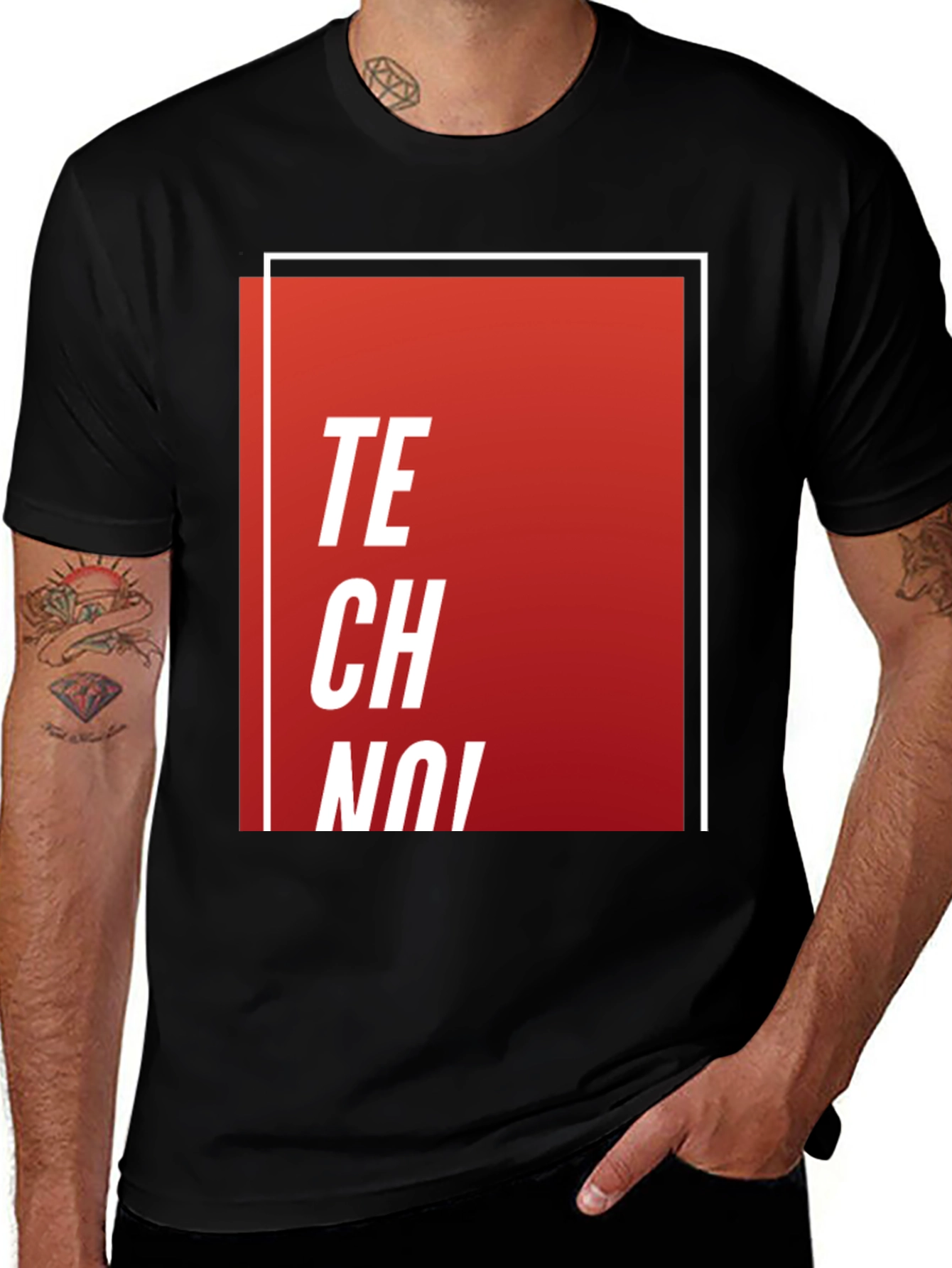 Techno Music Graphic Tee - Stylish Black T-Shirt