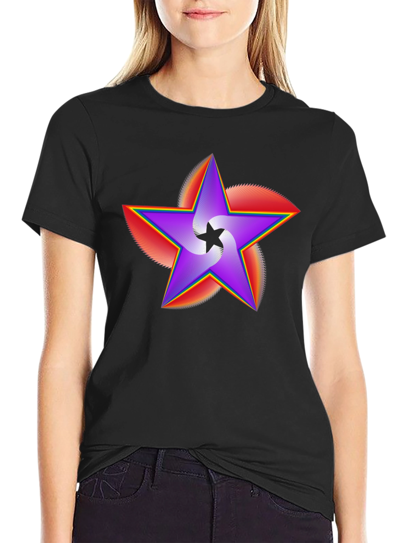 Vivid Star Graphic Black T-Shirt