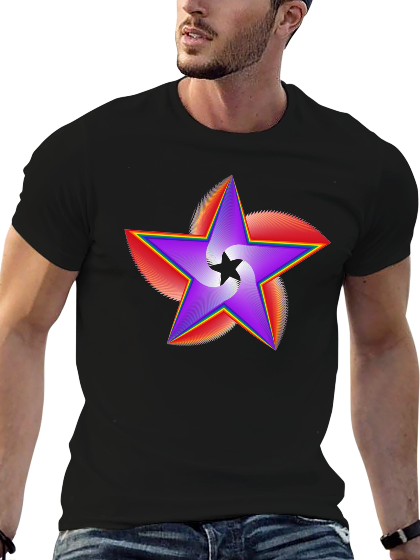 Vivid Star Graphic Black T-Shirt