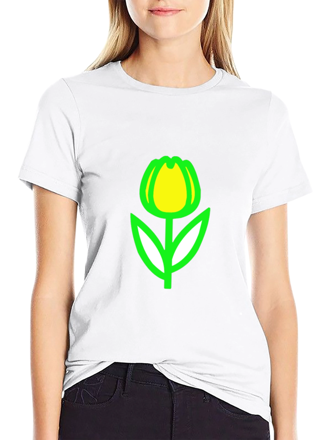 Tulip Graphic Tee - Black Casual T-Shirt