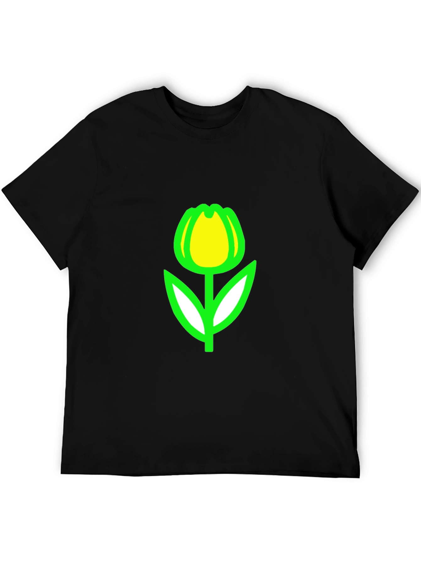 Tulip Graphic Tee - Black Casual T-Shirt