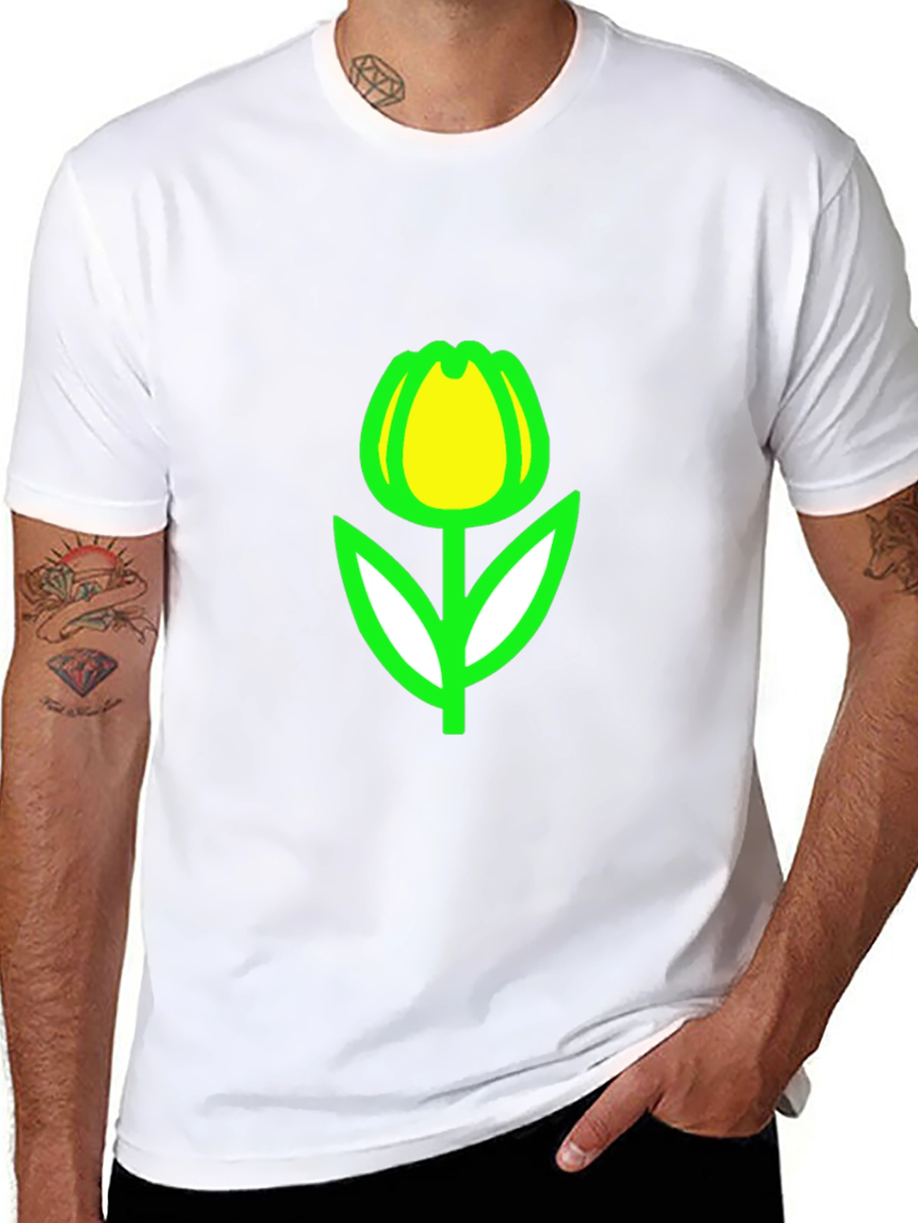 Tulip Graphic Tee - Black Casual T-Shirt