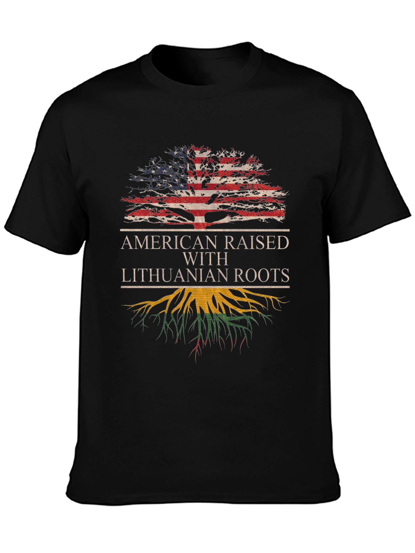 Lithuanian Roots American Flag Tree T-Shirt