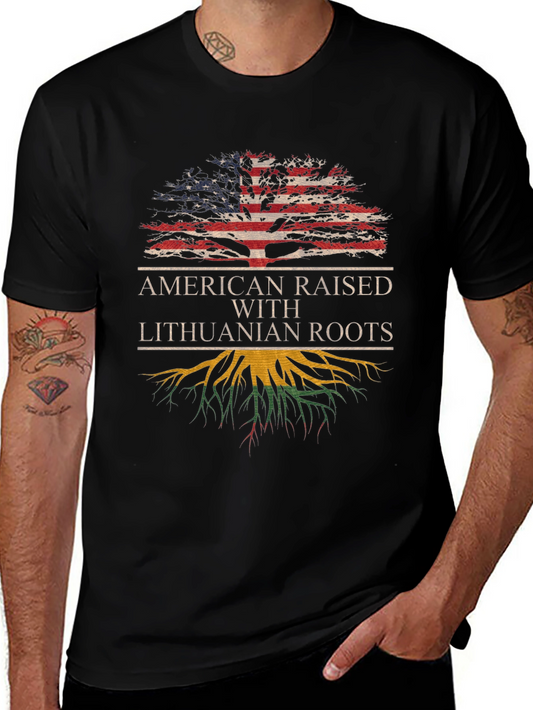 Lithuanian Roots American Flag Tree T-Shirt