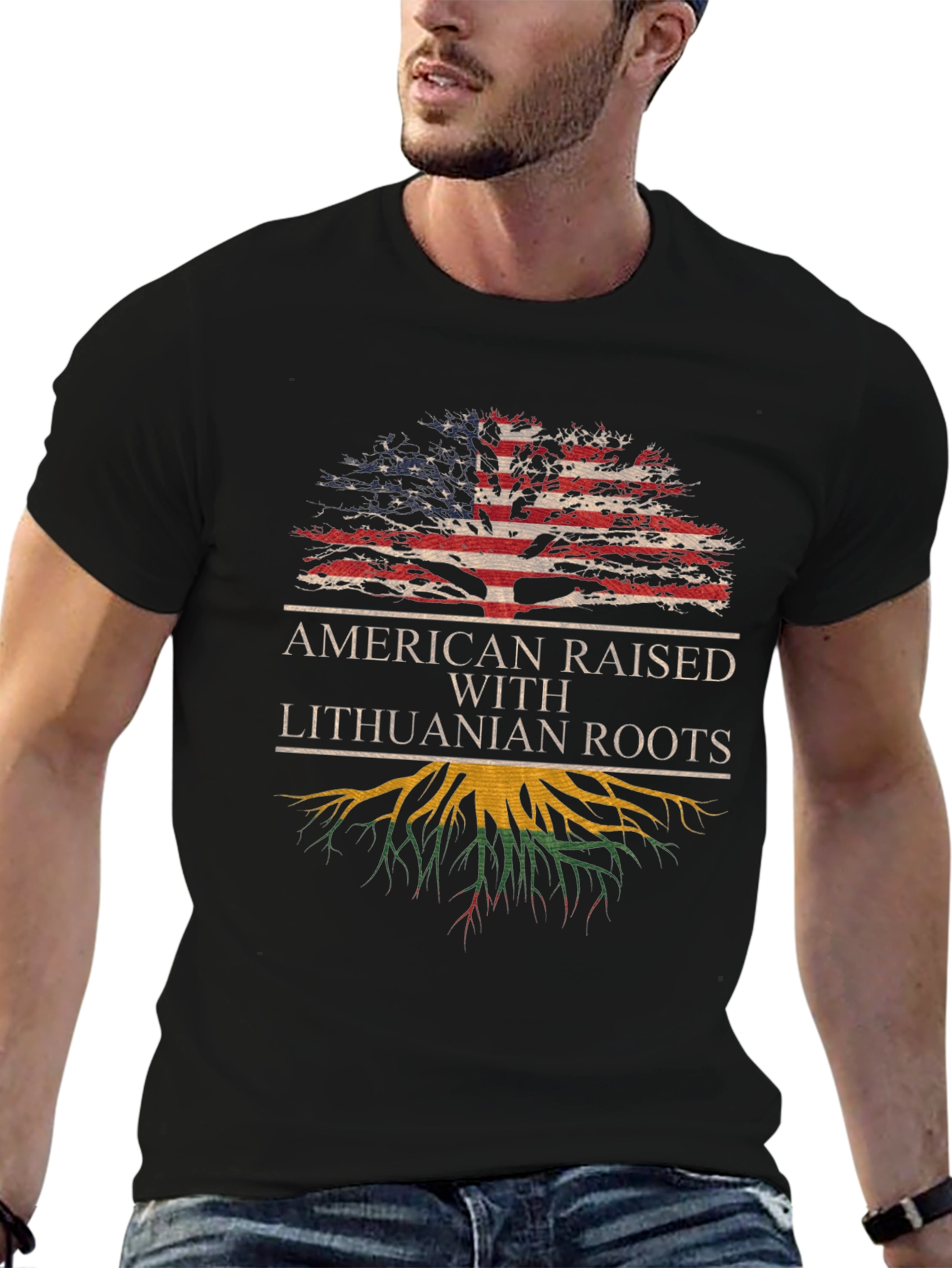 Lithuanian Roots American Flag Tree T-Shirt