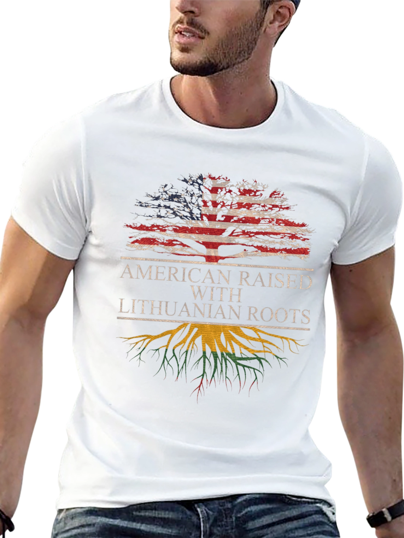 Lithuanian Roots American Flag Tree T-Shirt