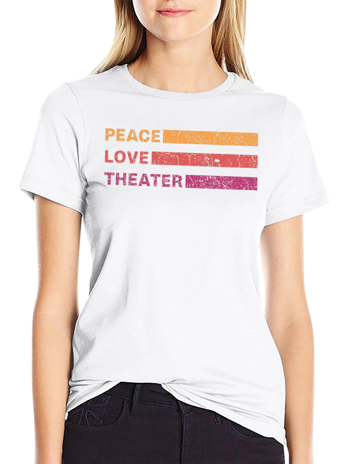 Peace Love Theater T-Shirt - Retro Design