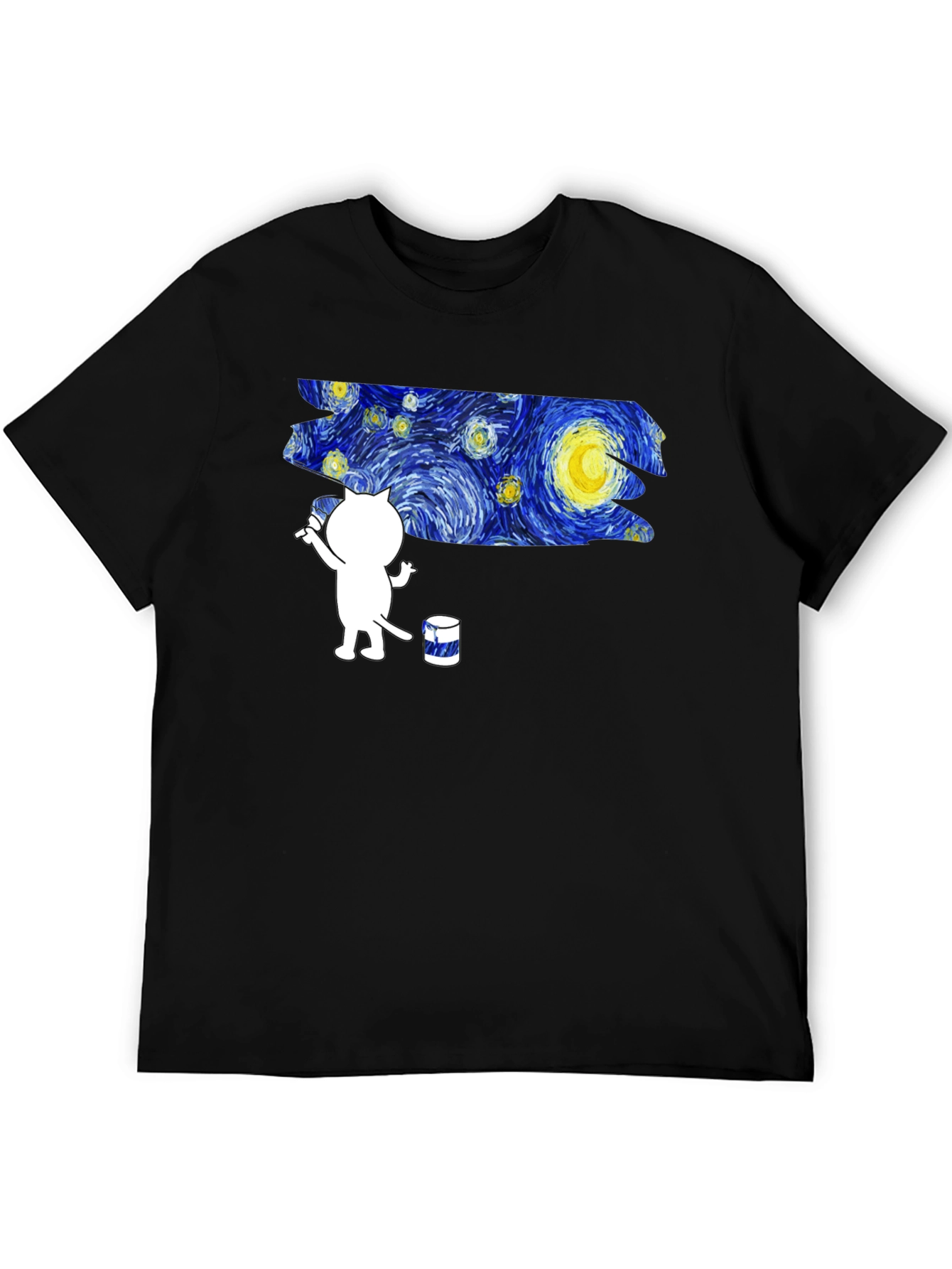 Starry Night Cat T-Shirt - Artistic Design