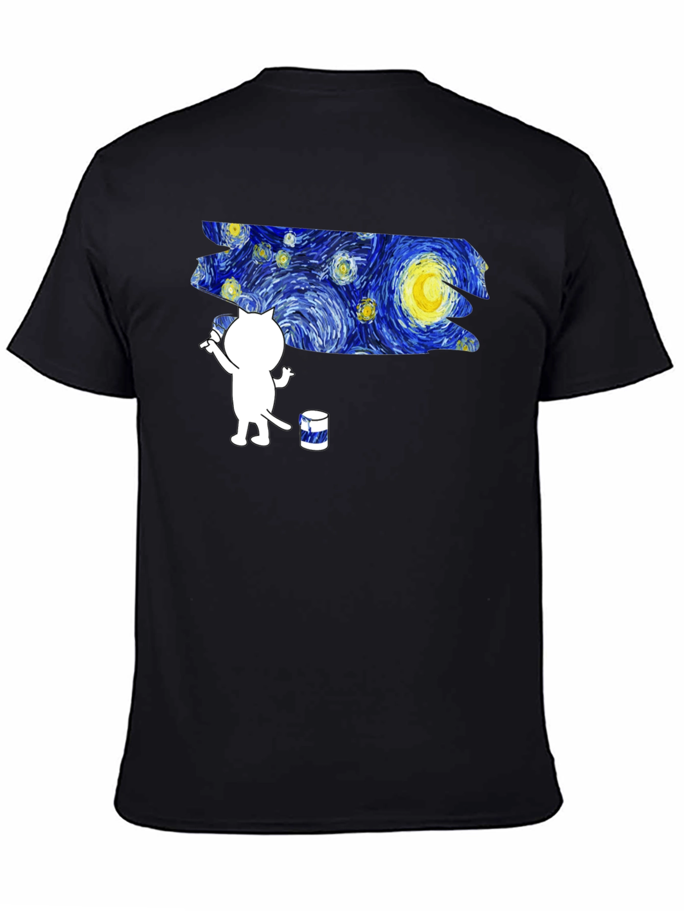 Starry Night Cat T-Shirt - Artistic Design