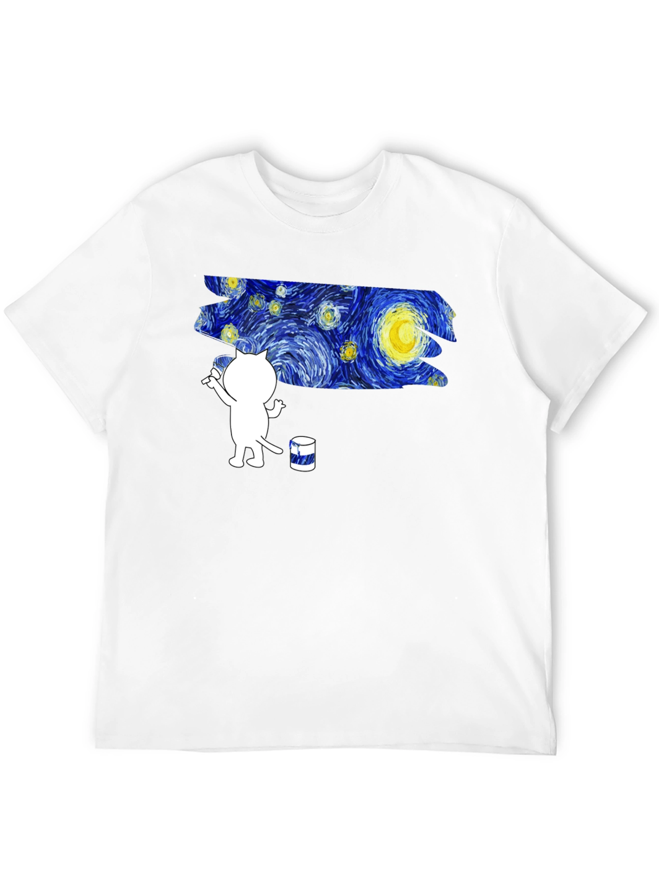 Starry Night Cat T-Shirt - Artistic Design