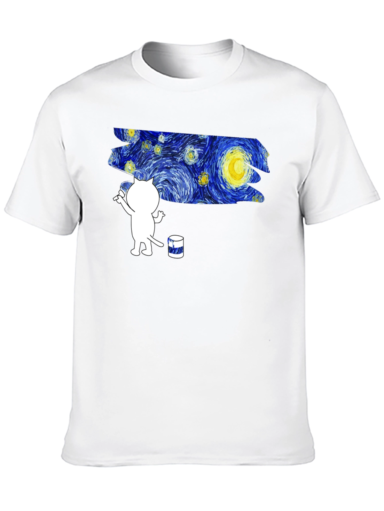 Starry Night Cat T-Shirt - Artistic Design