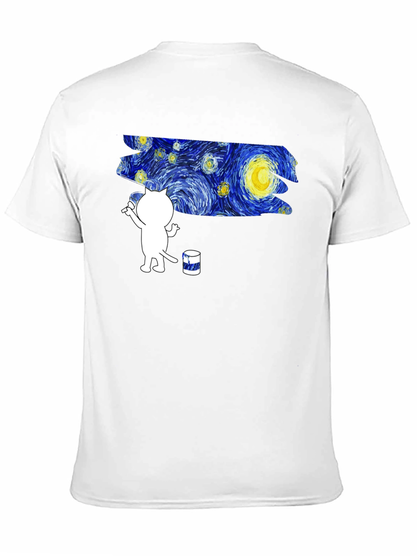 Starry Night Cat T-Shirt - Artistic Design