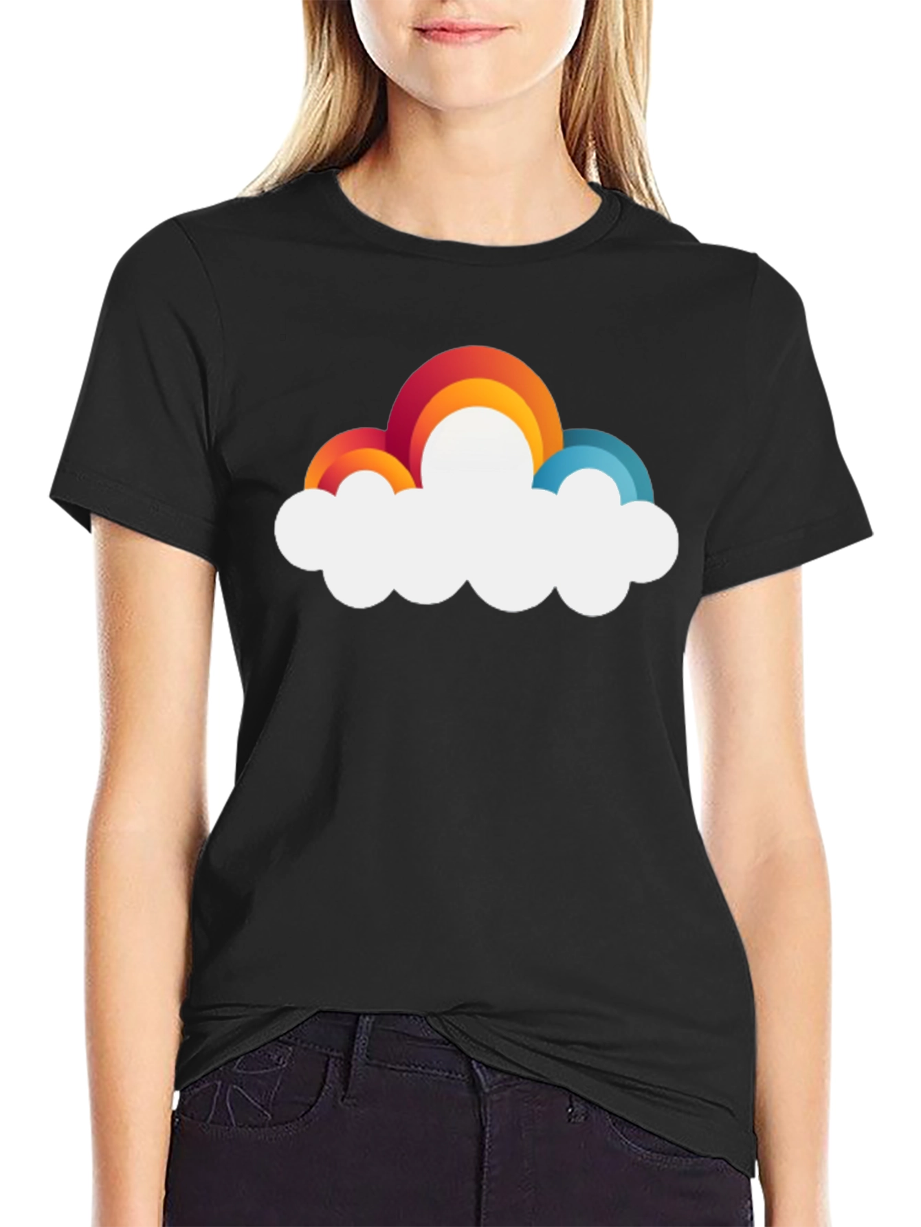 Rainbow Cloud Graphic T-Shirt - Unisex Casual Tee