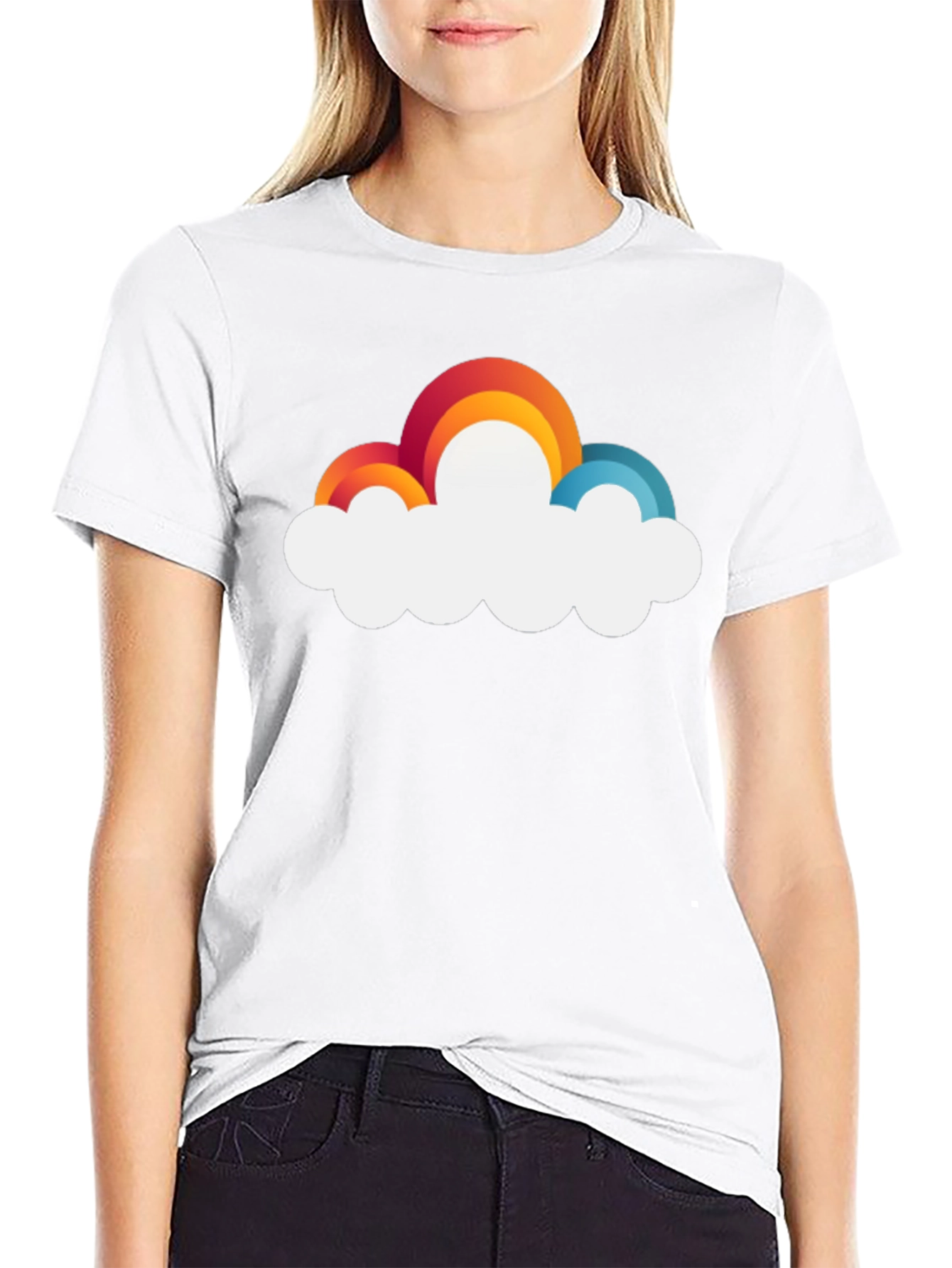 Rainbow Cloud Graphic T-Shirt - Unisex Casual Tee
