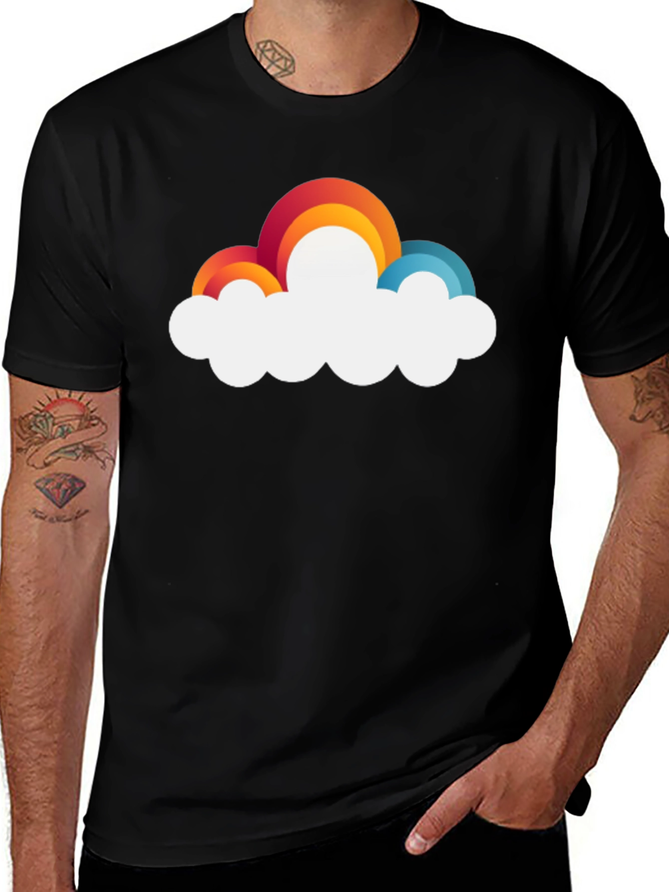 Rainbow Cloud Graphic T-Shirt - Unisex Casual Tee