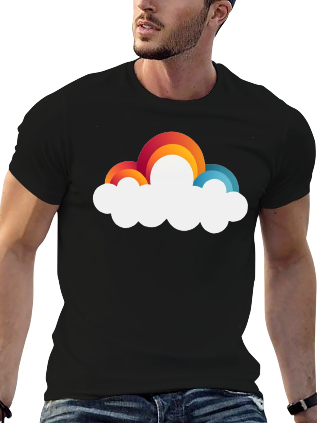 Rainbow Cloud Graphic T-Shirt - Unisex Casual Tee