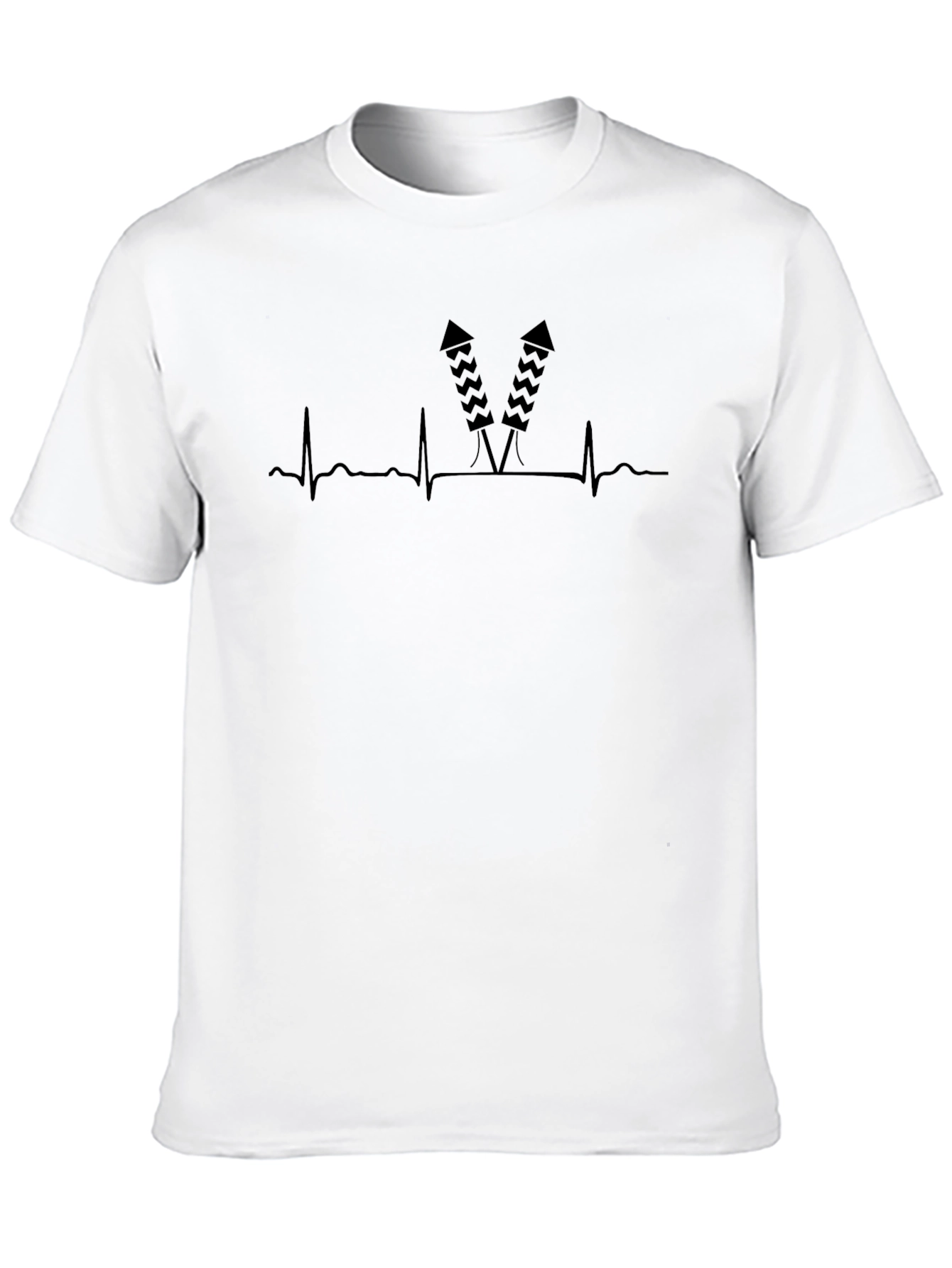 Fireworks Heartbeat Tee - Stylish Black Graphic T-Shirt