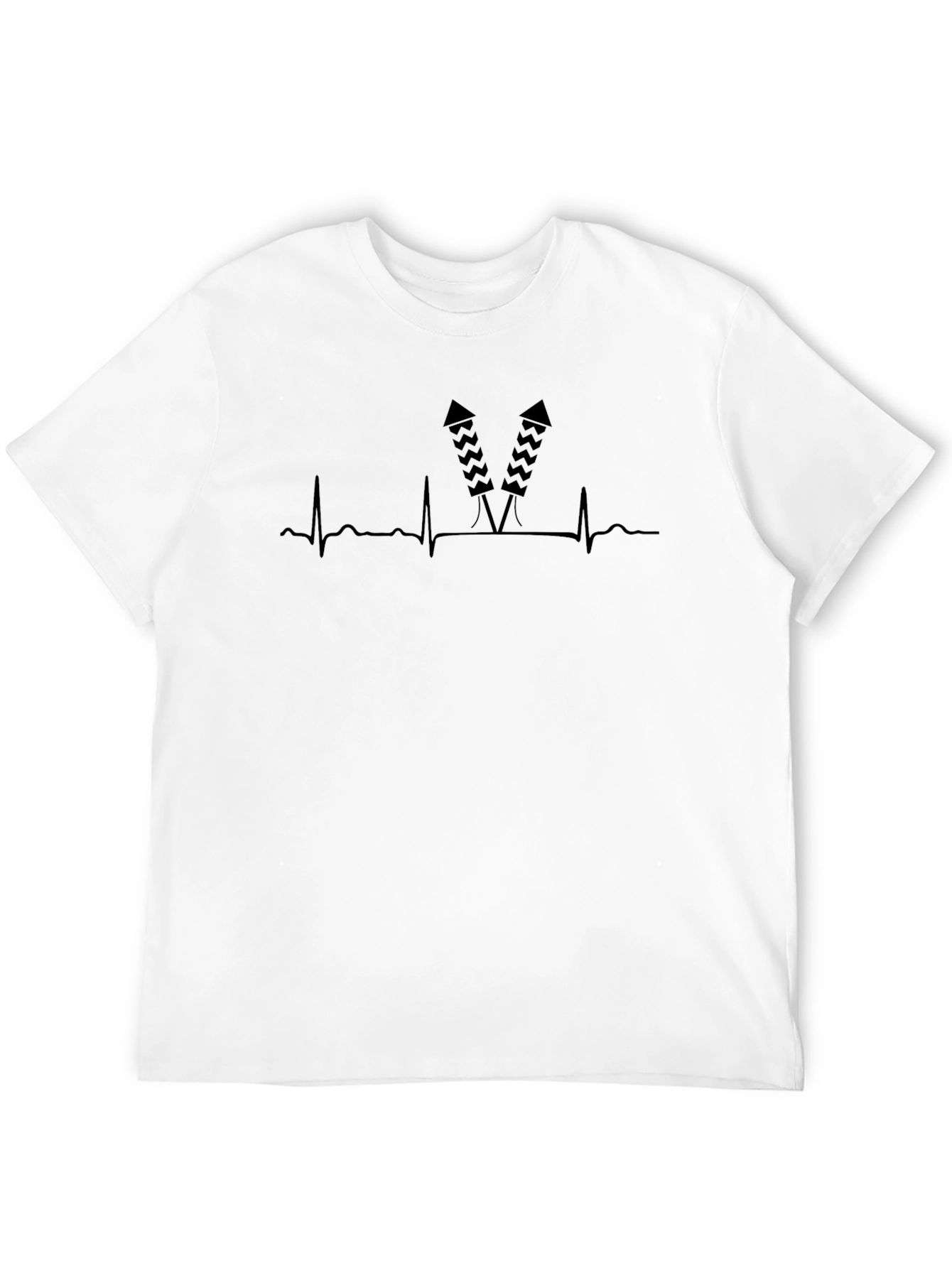 Fireworks Heartbeat Tee - Stylish Black Graphic T-Shirt