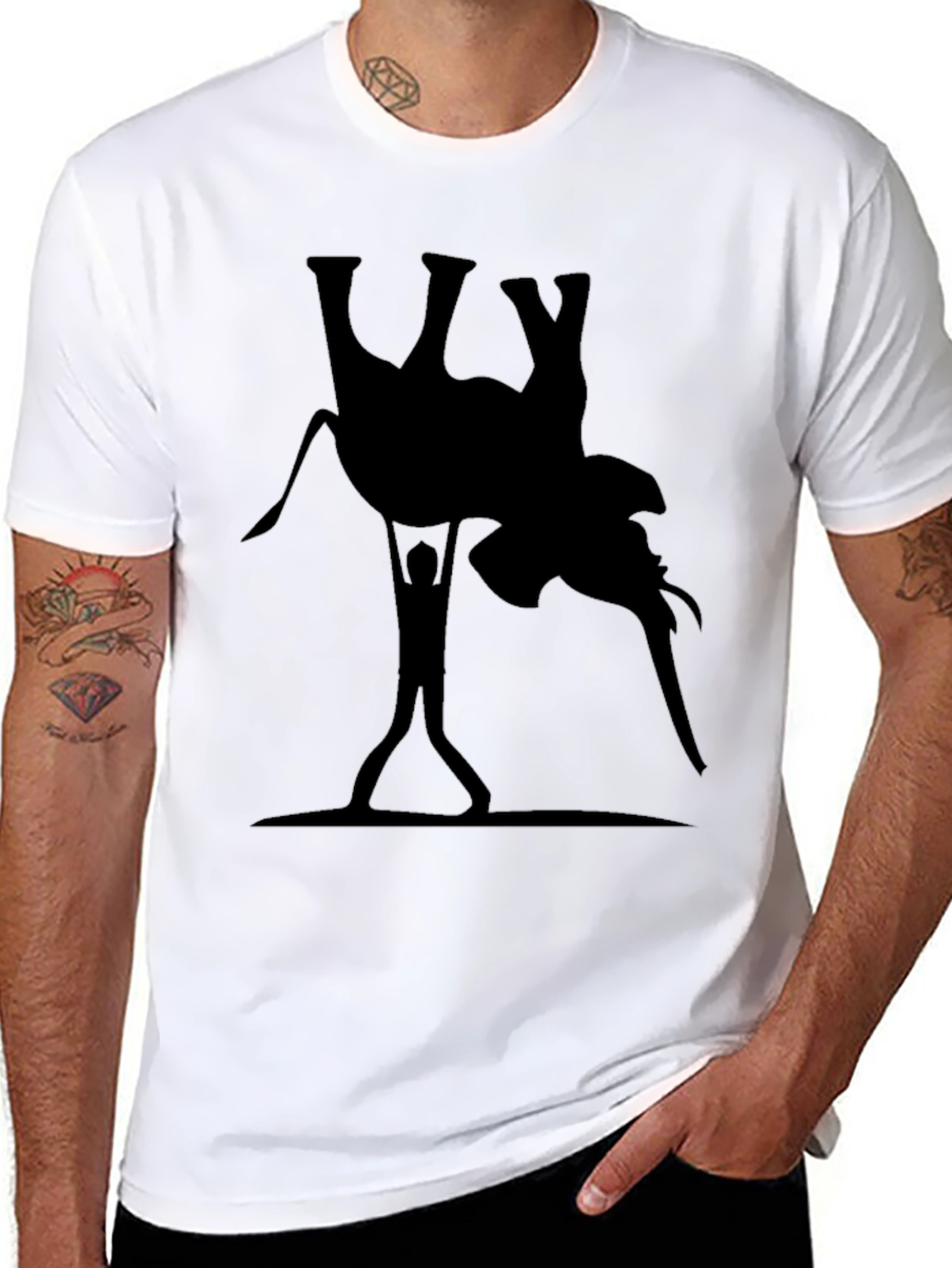 Elephant Lift Graphic Tee - Black Cotton T-Shirt