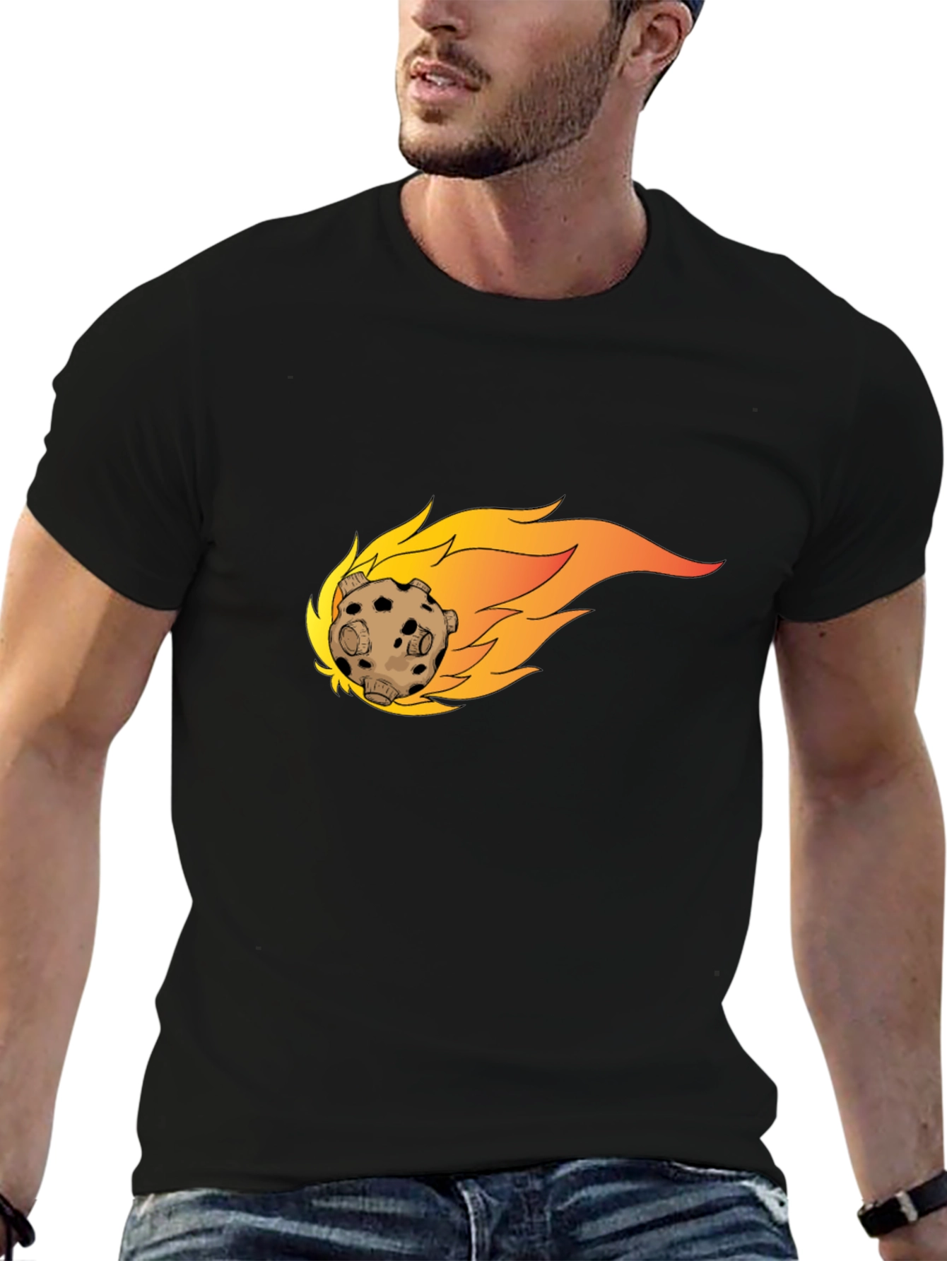 Meteor Graphic Tee - Bold Black Cotton T-Shirt