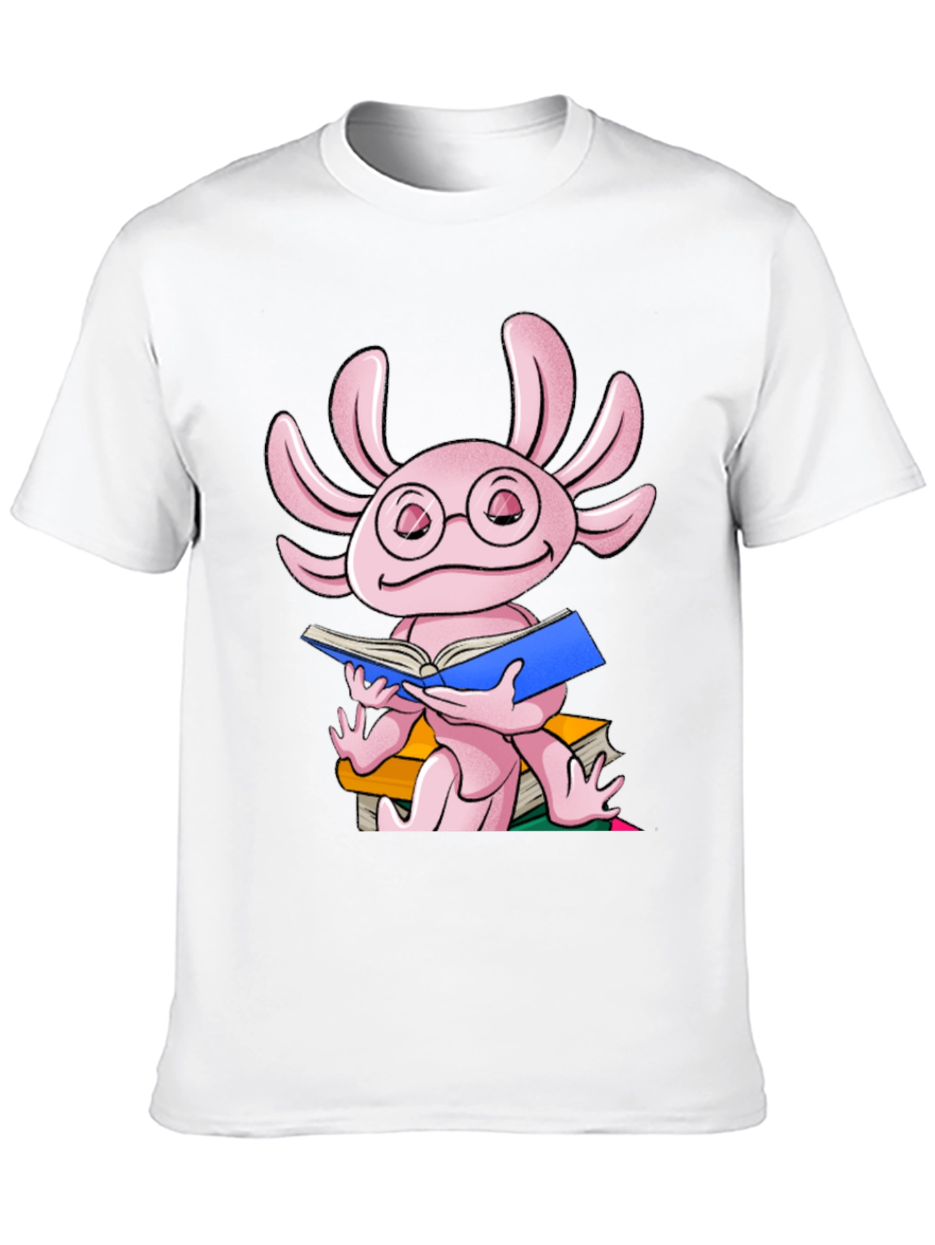 Axolotl Reading Book T-Shirt - Cute Amphibian Tee