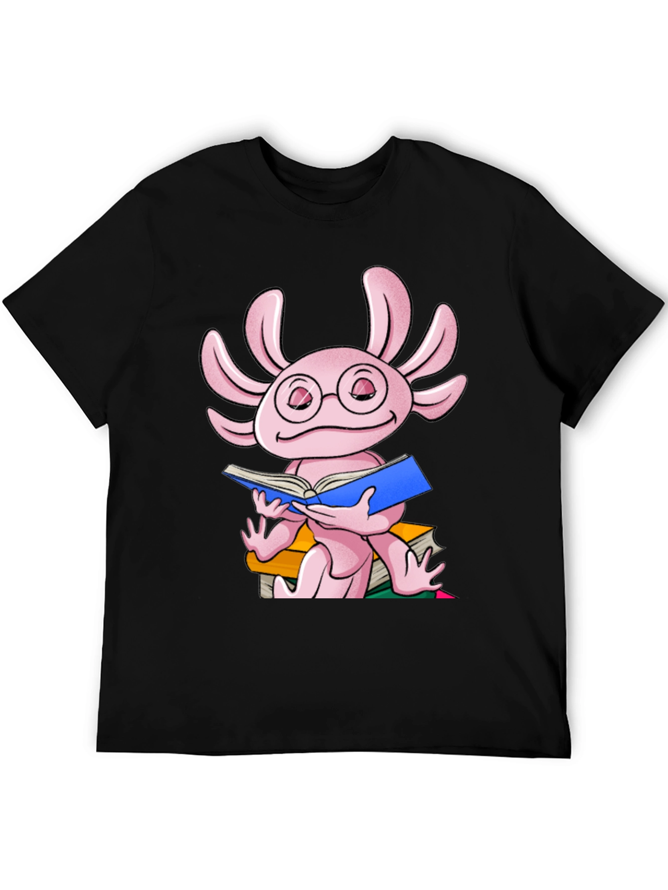 Axolotl Reading Book T-Shirt - Cute Amphibian Tee