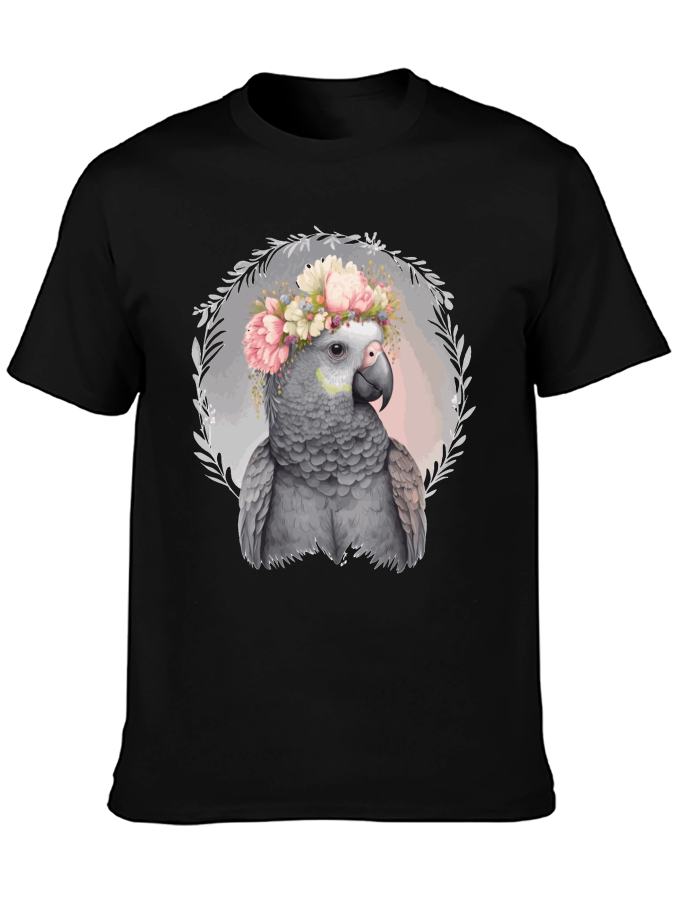 Parrot Floral Wreath Graphic Tee