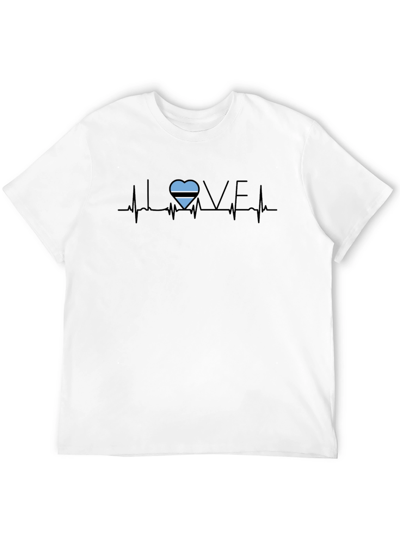 Botswana Flag Heartbeat T-Shirt - Love Botswana Tee