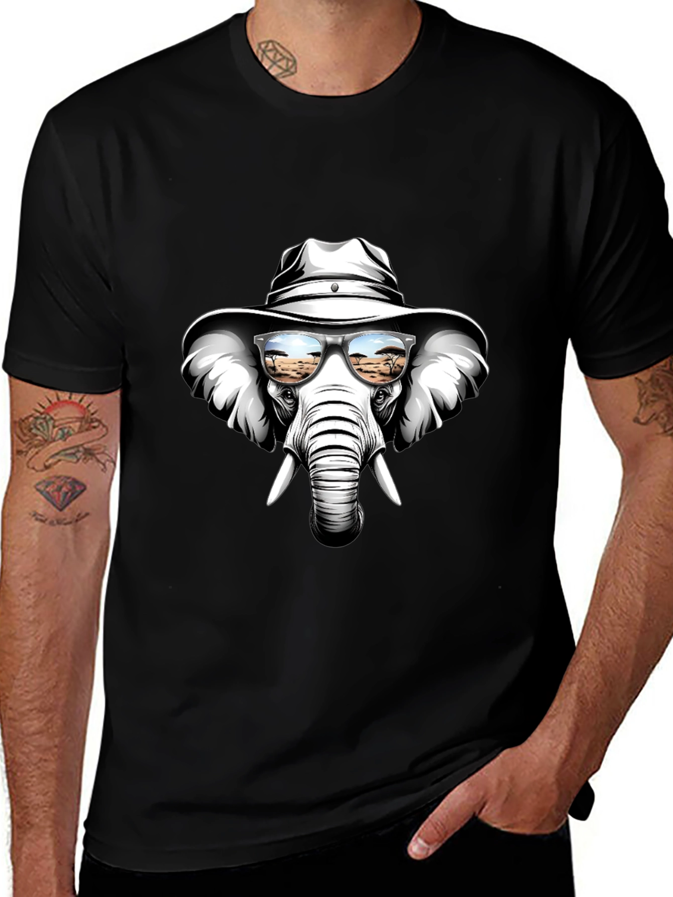 Cool Elephant T-Shirt: Safari Shades & Cowboy Hat