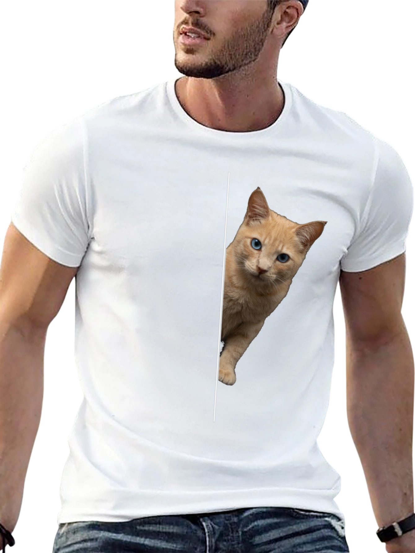Peek-a-boo Kitten Graphic Tee - Soft Cotton Blend