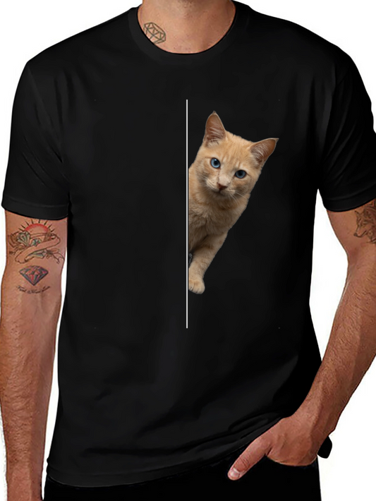 Peek-a-boo Kitten Graphic Tee - Soft Cotton Blend