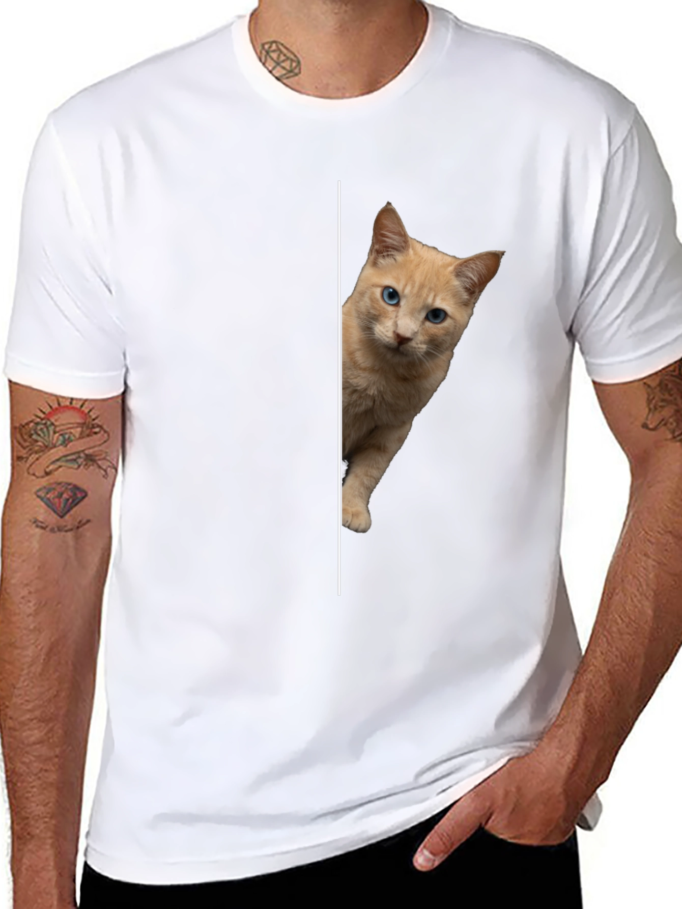 Peek-a-boo Kitten Graphic Tee - Soft Cotton Blend