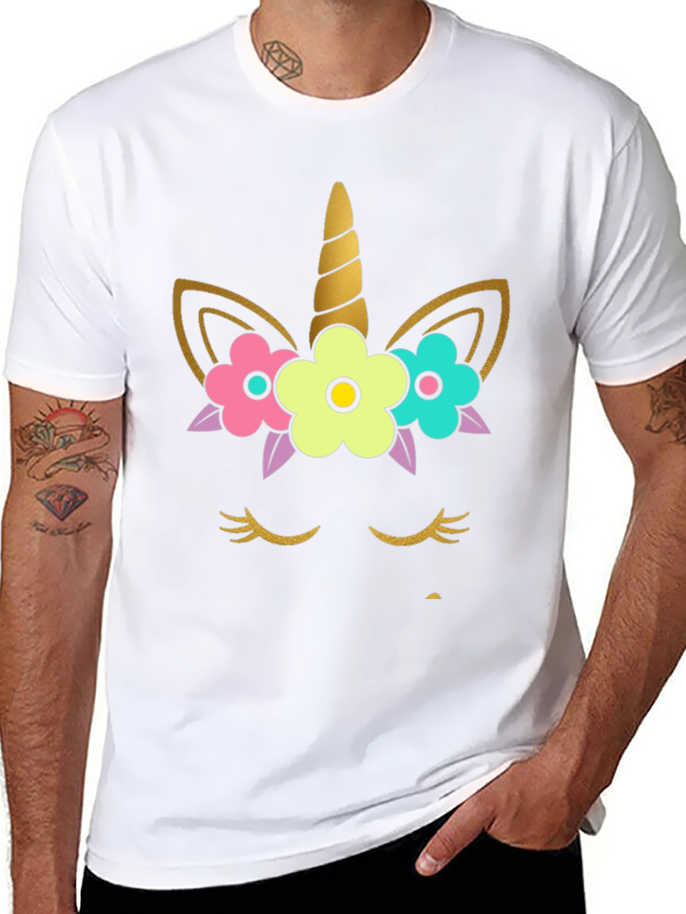 Unicorn Face Graphic Tee - Black