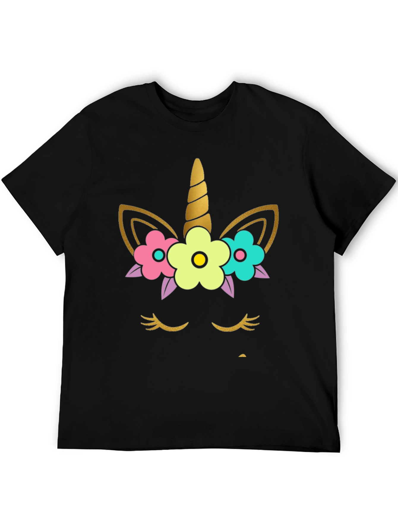 Unicorn Face Graphic Tee - Black