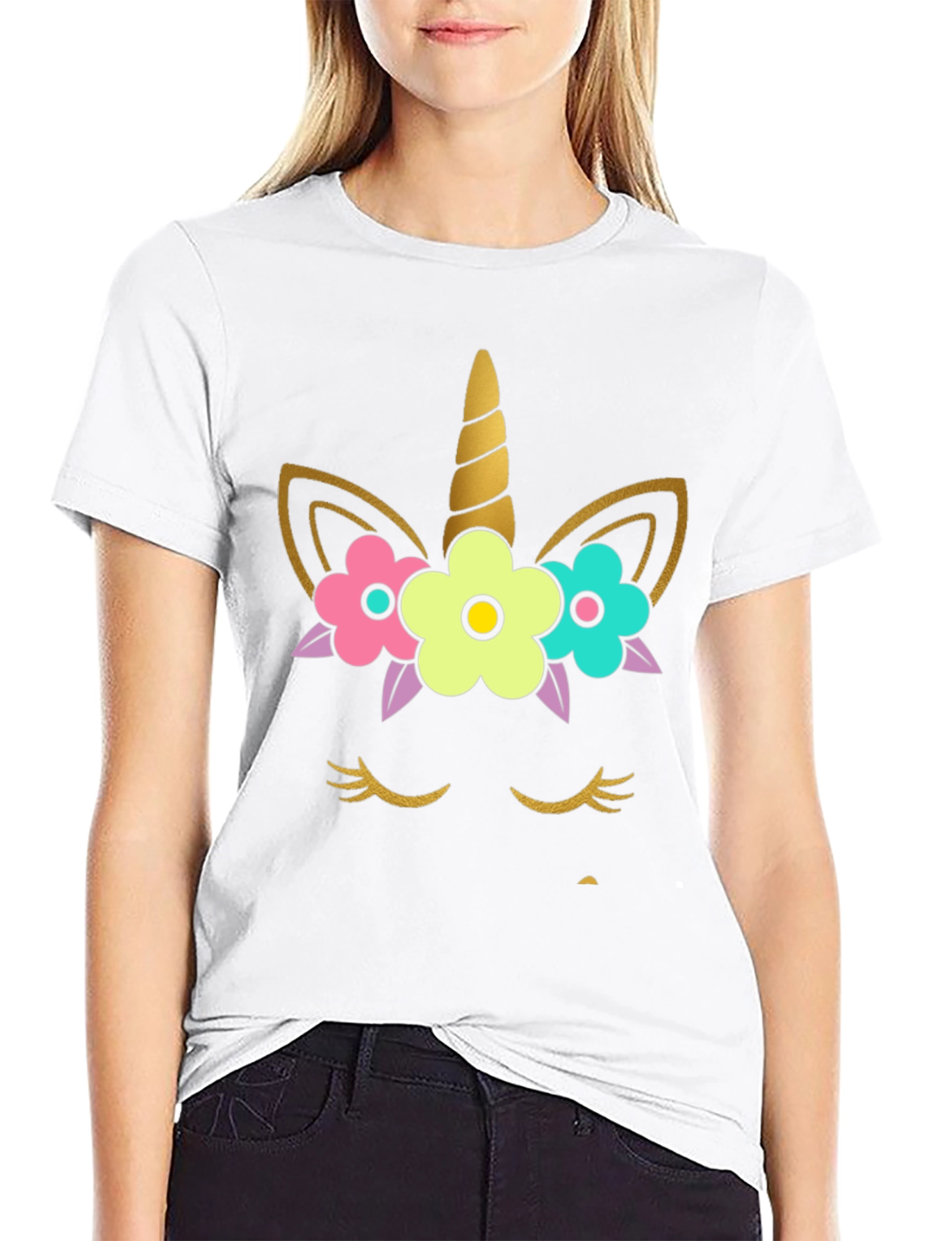 Unicorn Face Graphic Tee - Black