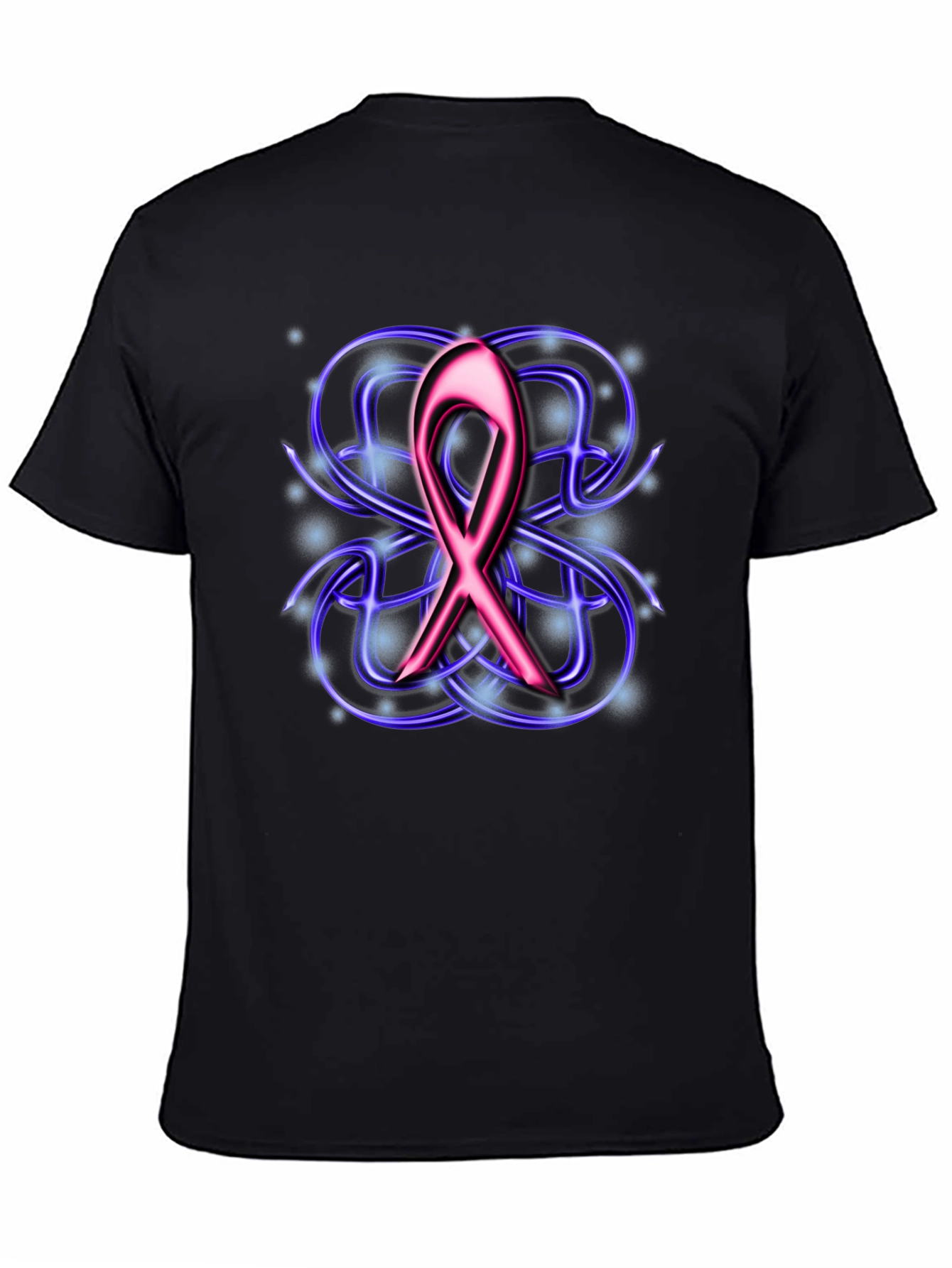 Ribbon Graphic Black T-Shirt - Cancer Awareness