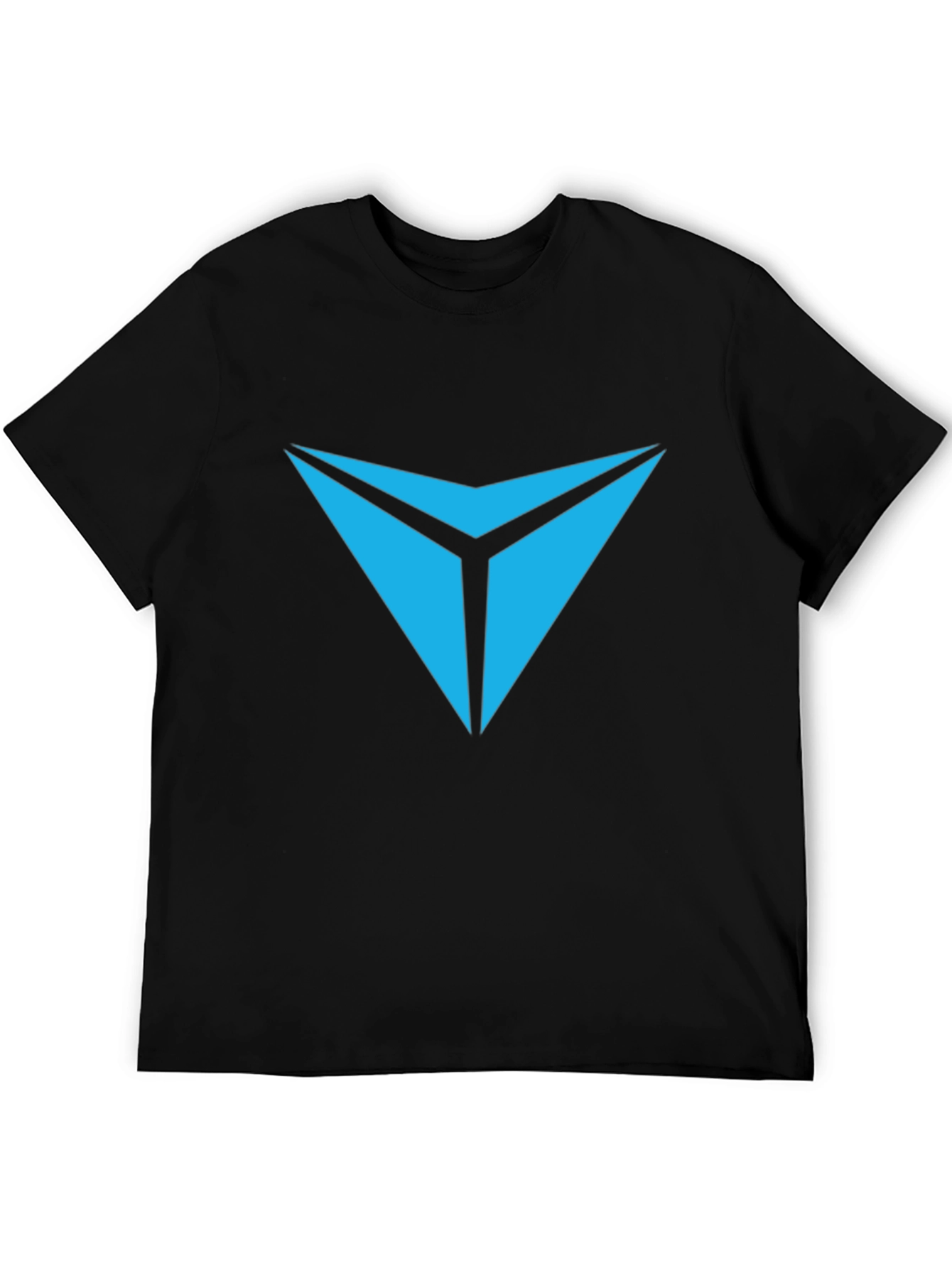 Black Tee with Geometric Blue Chevron Logo