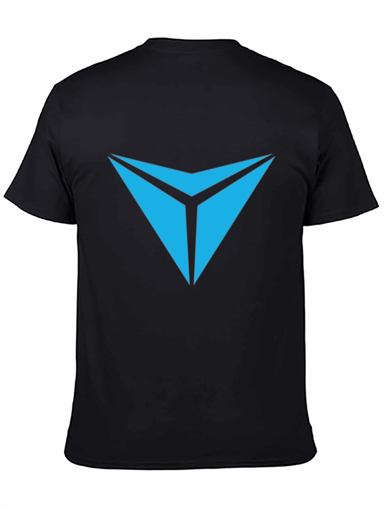 Black Tee with Geometric Blue Chevron Logo