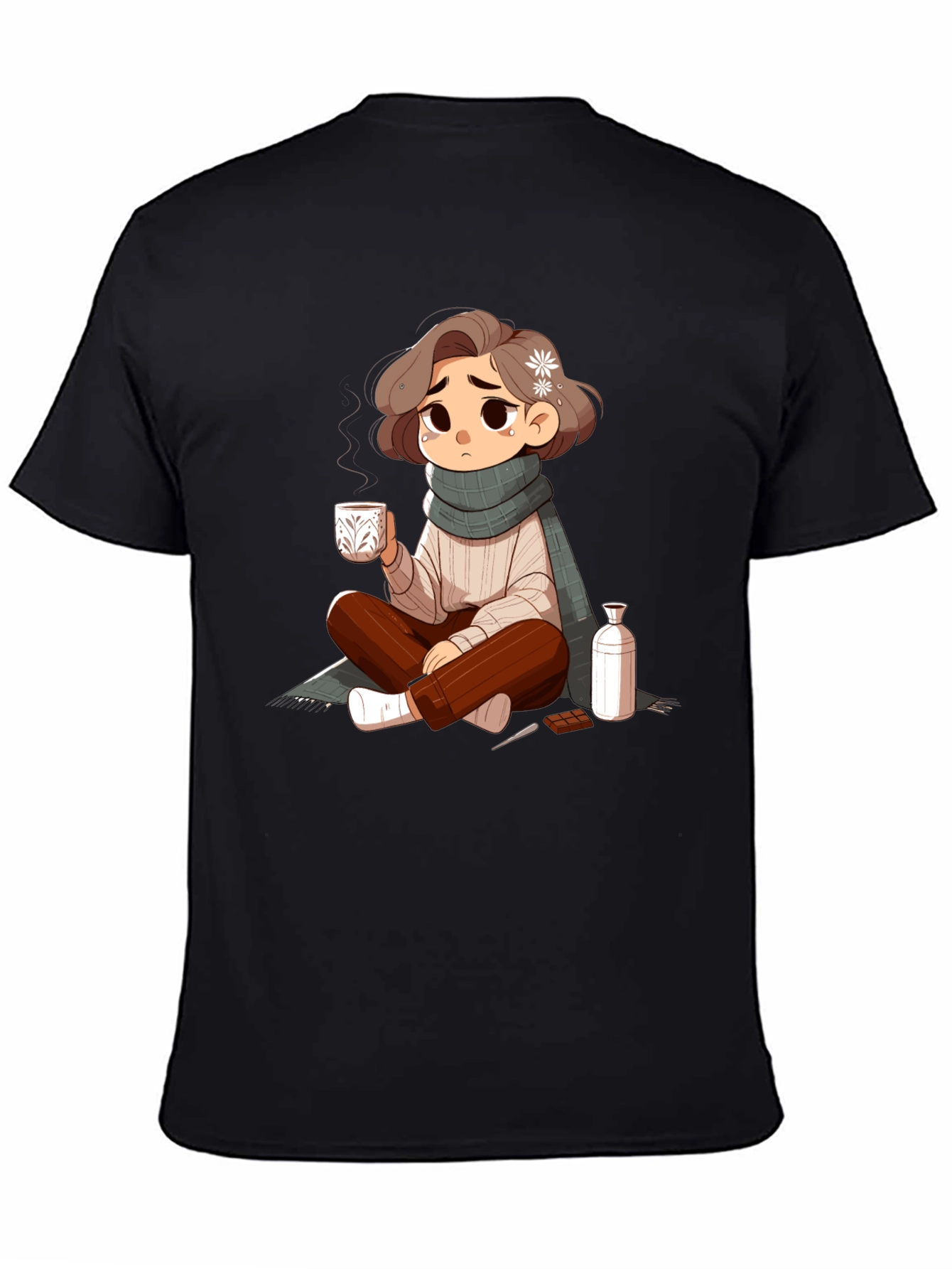 Cartoon Girl Black T-Shirt