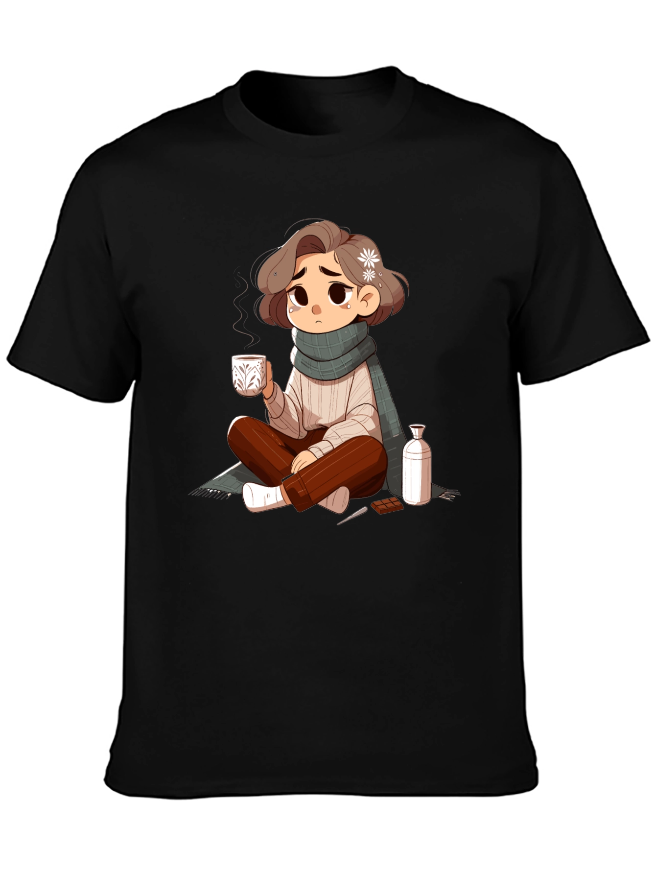 Cartoon Girl Black T-Shirt