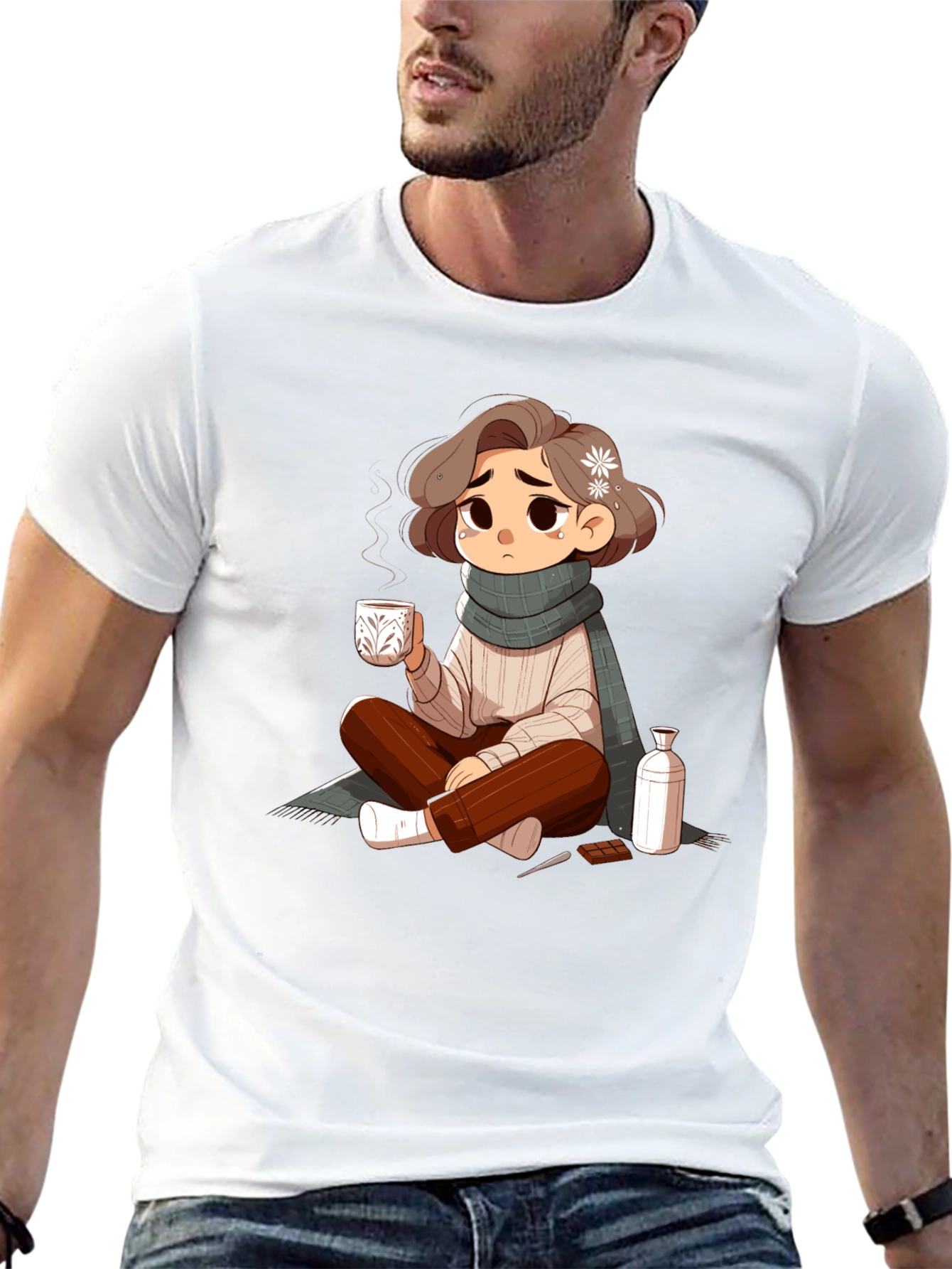 Cartoon Girl Black T-Shirt