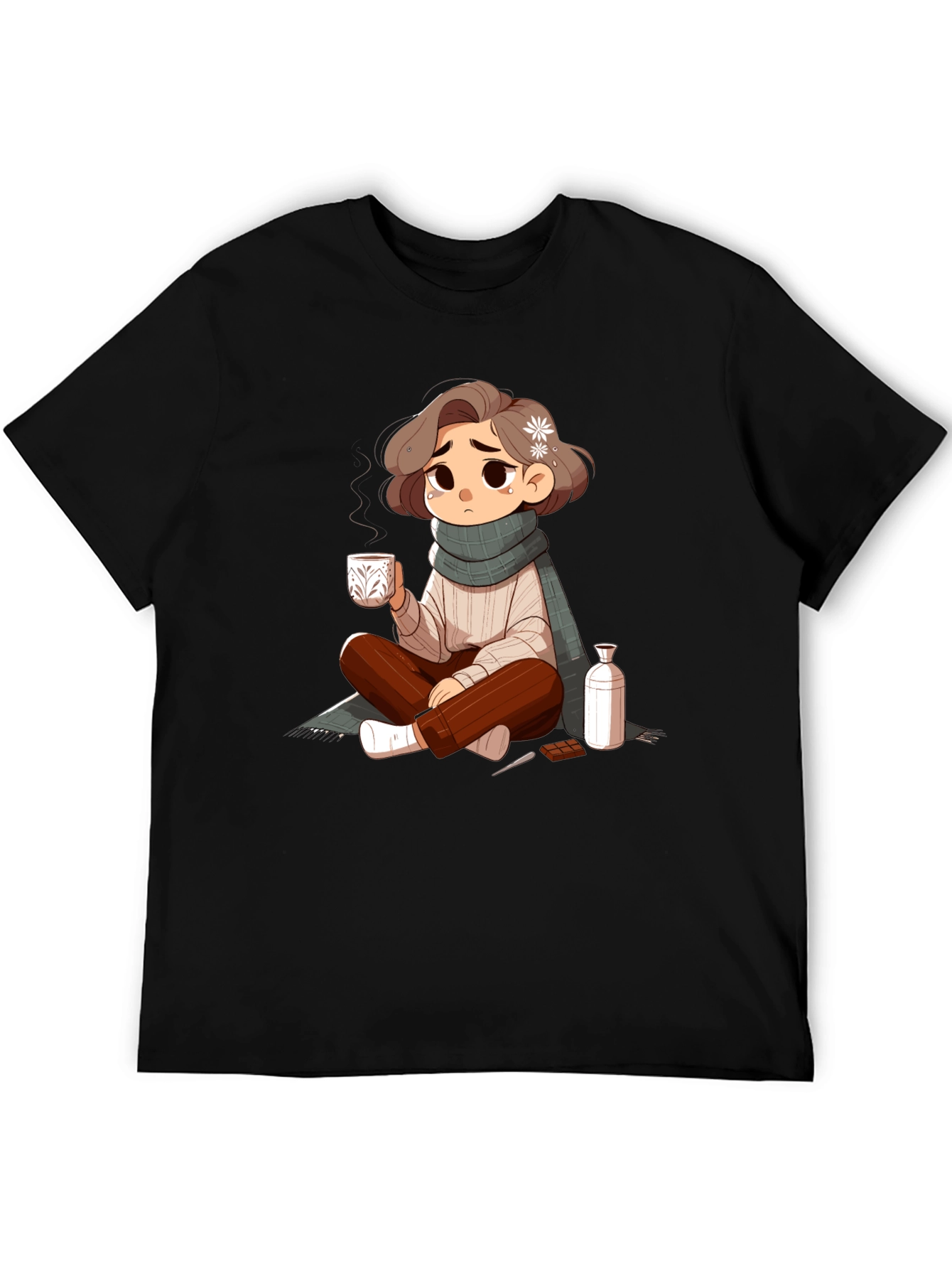 Cartoon Girl Black T-Shirt