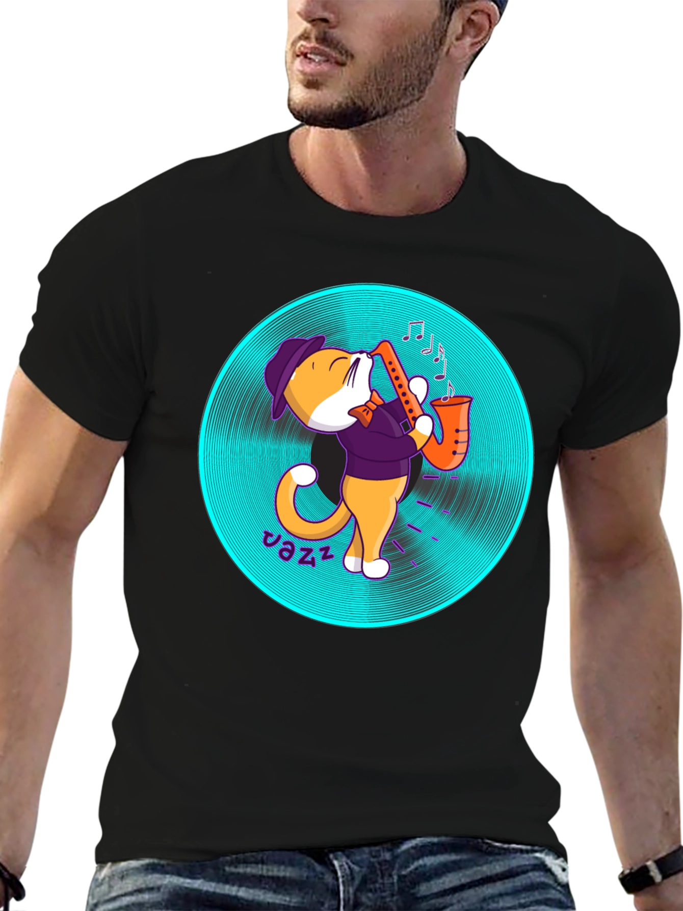 Jazz Cat T-Shirt - Cool Musician Tee