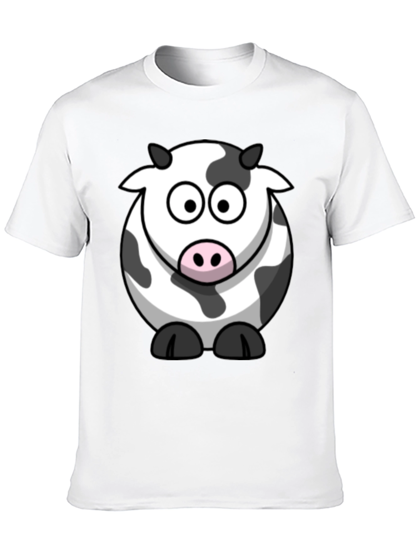 Cute Cow Graphic Tee - Black Cotton T-Shirt