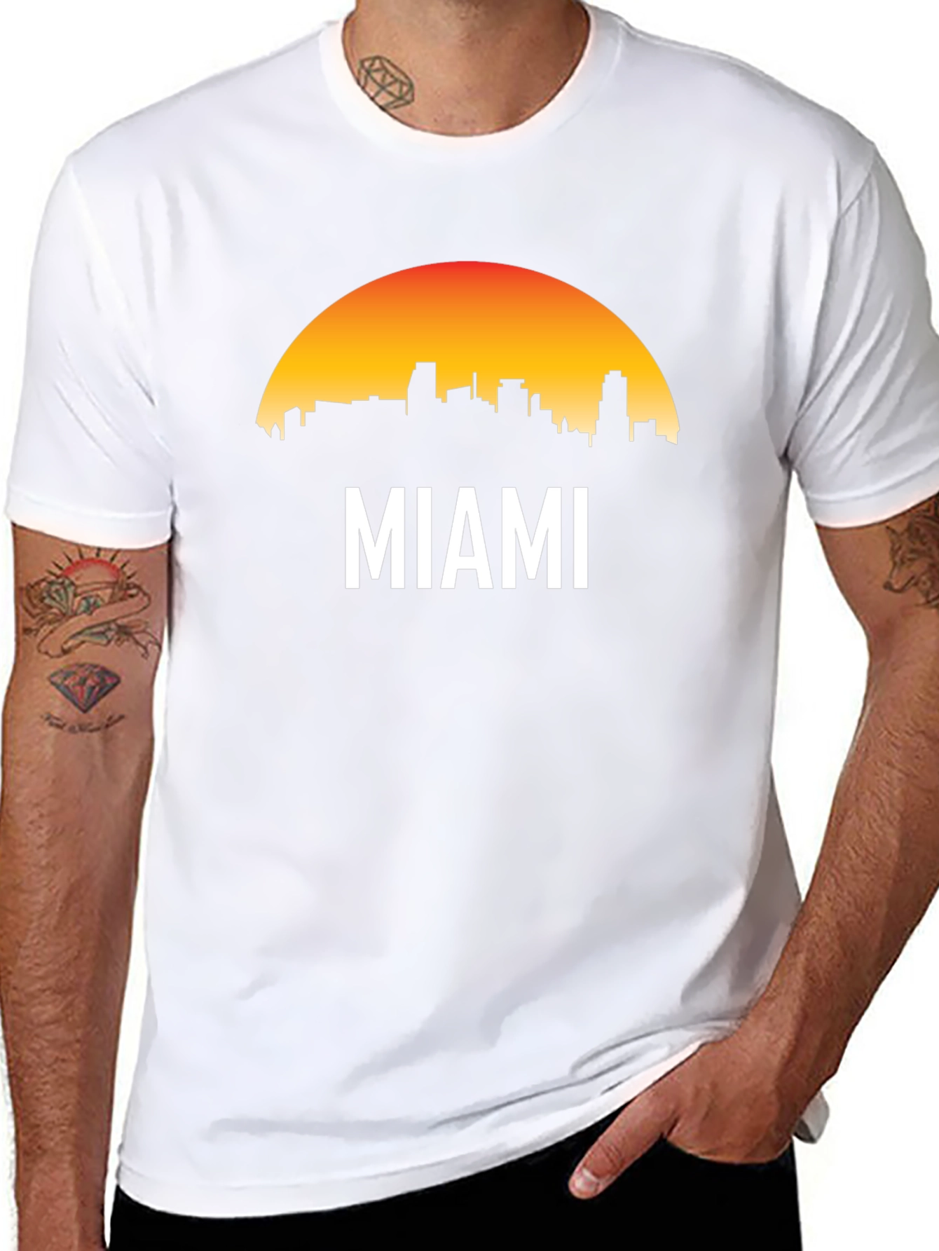 Miami Skyline Graphic Black T-Shirt