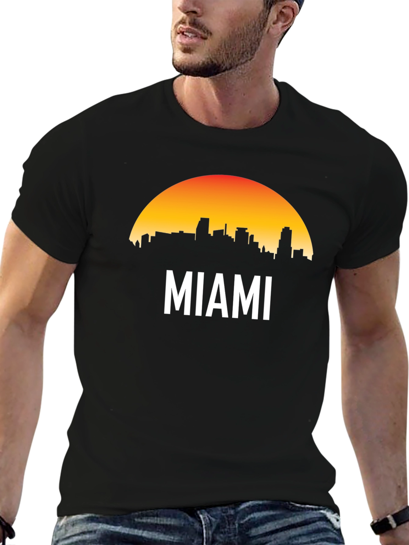 Miami Skyline Graphic Black T-Shirt