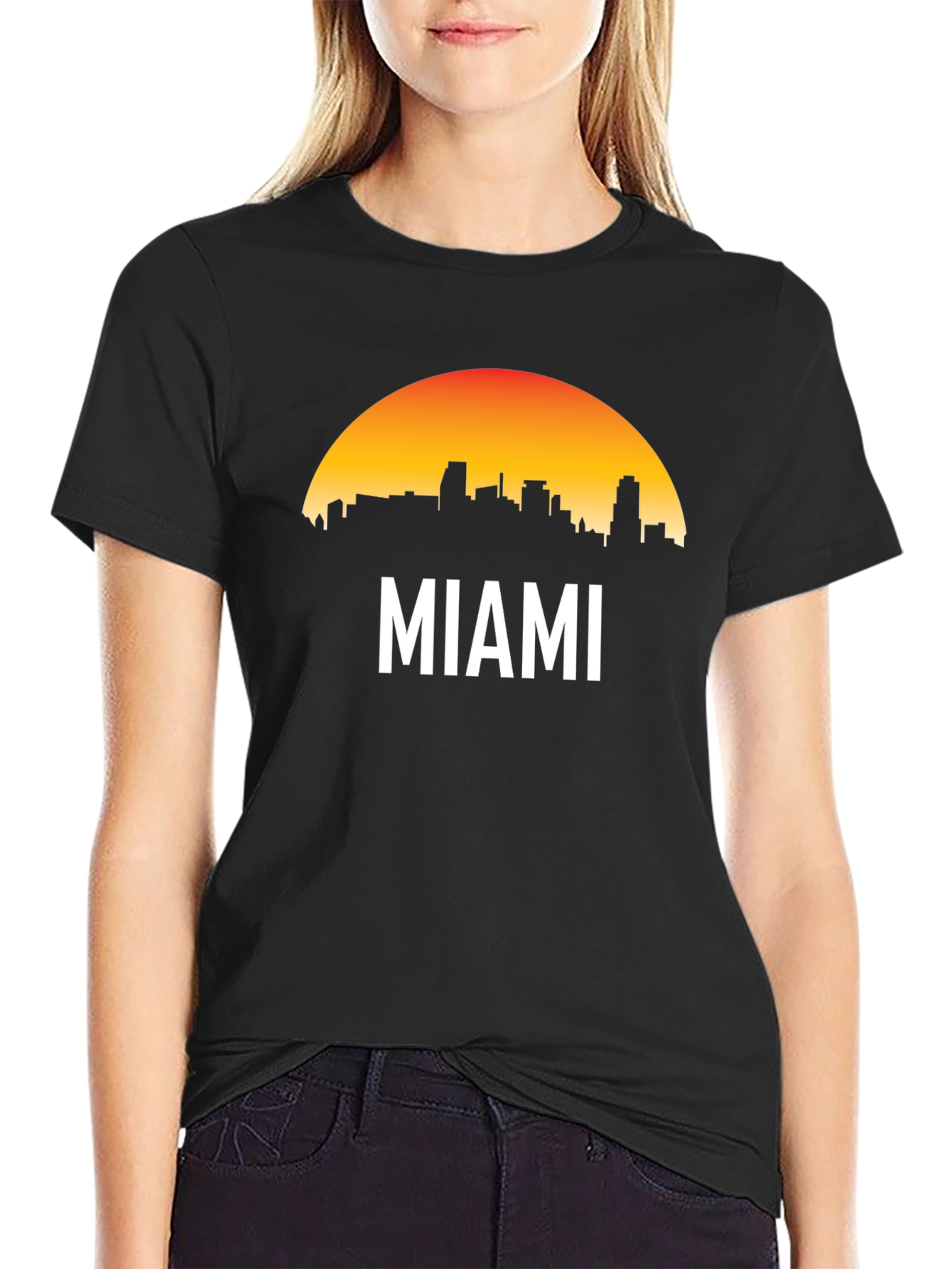 Miami Skyline Graphic Black T-Shirt