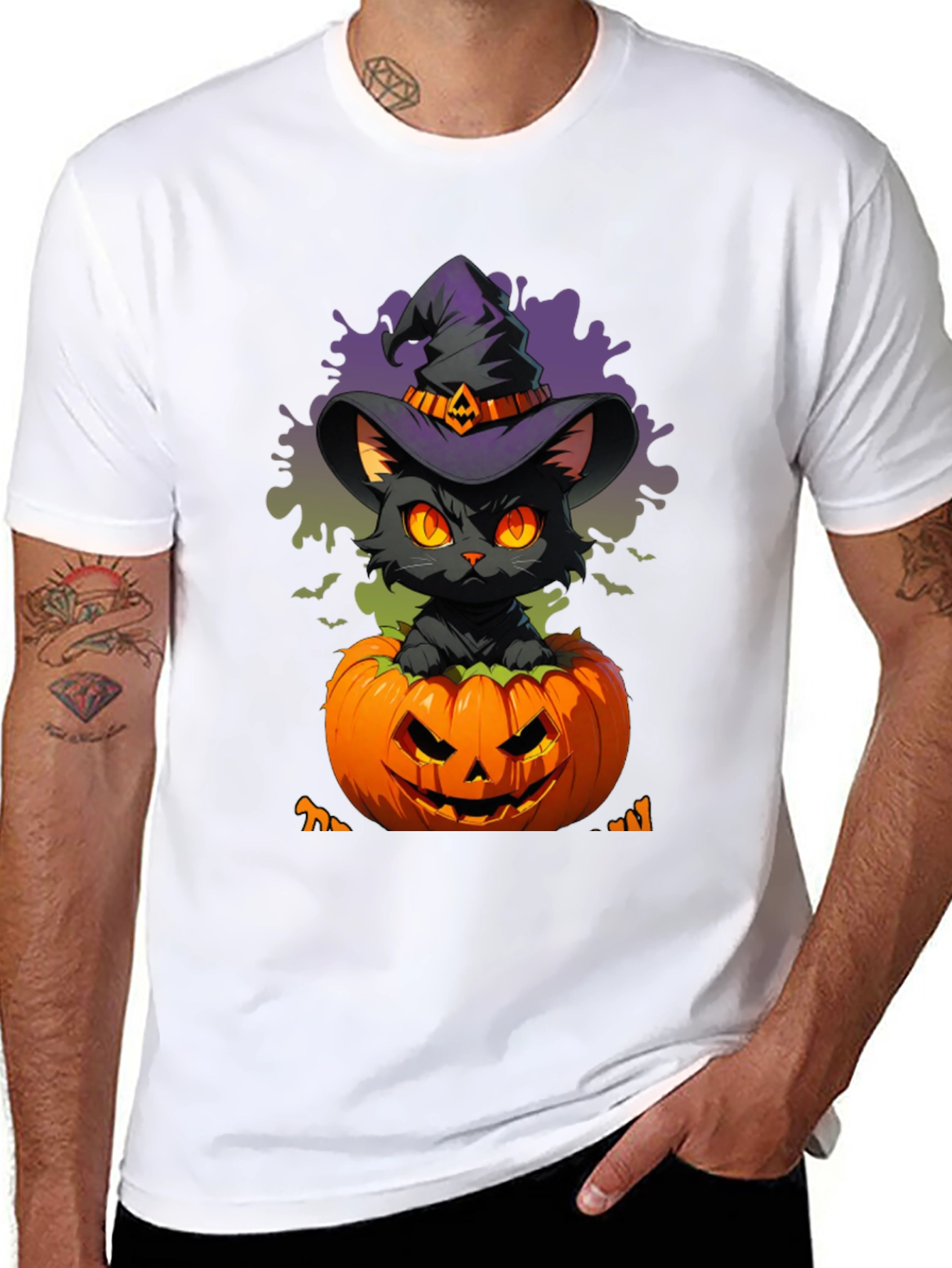 Halloween Cat in Pumpkin T-Shirt