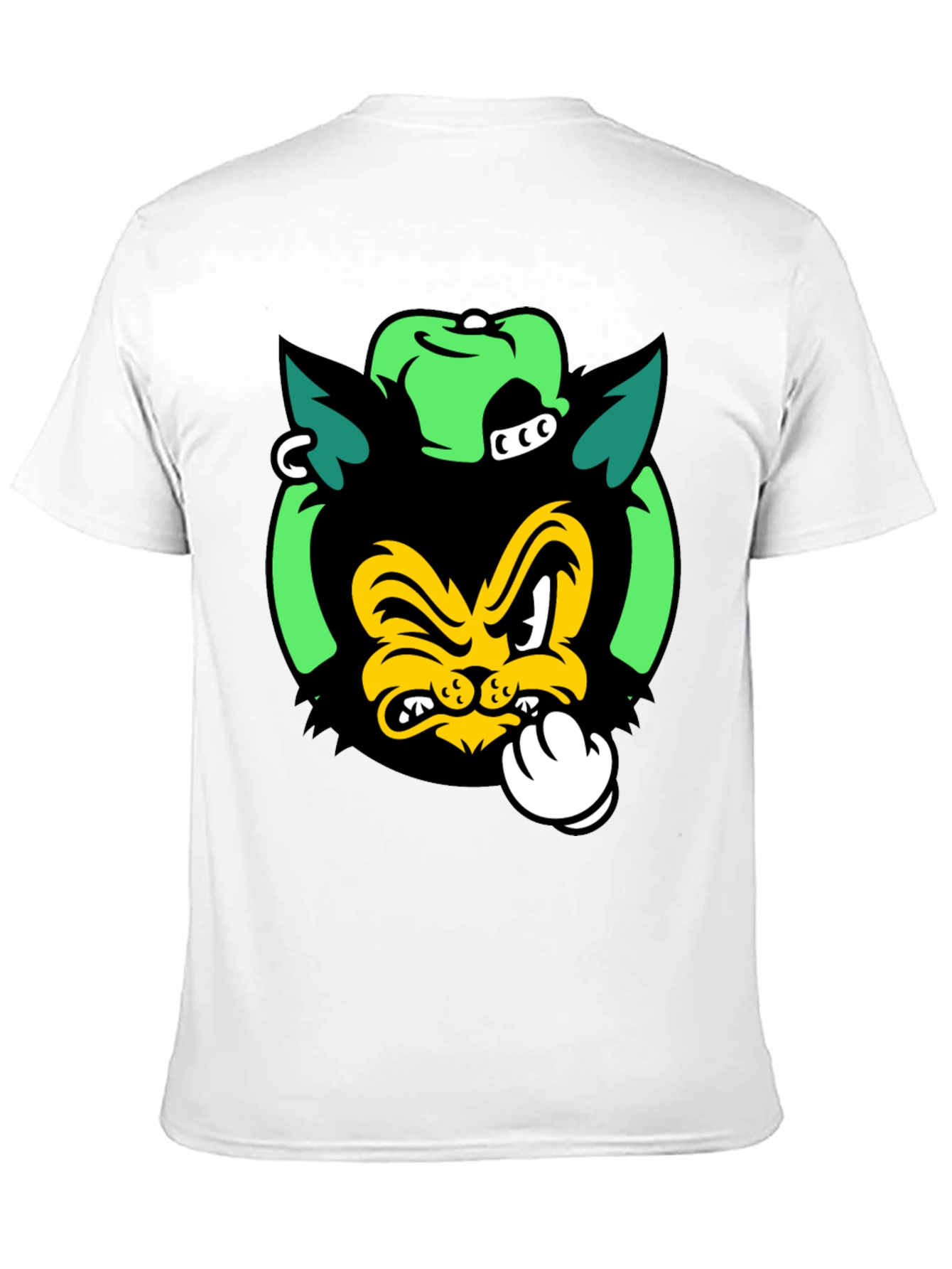 Cartoon Cat Graphic Print Black T-Shirt