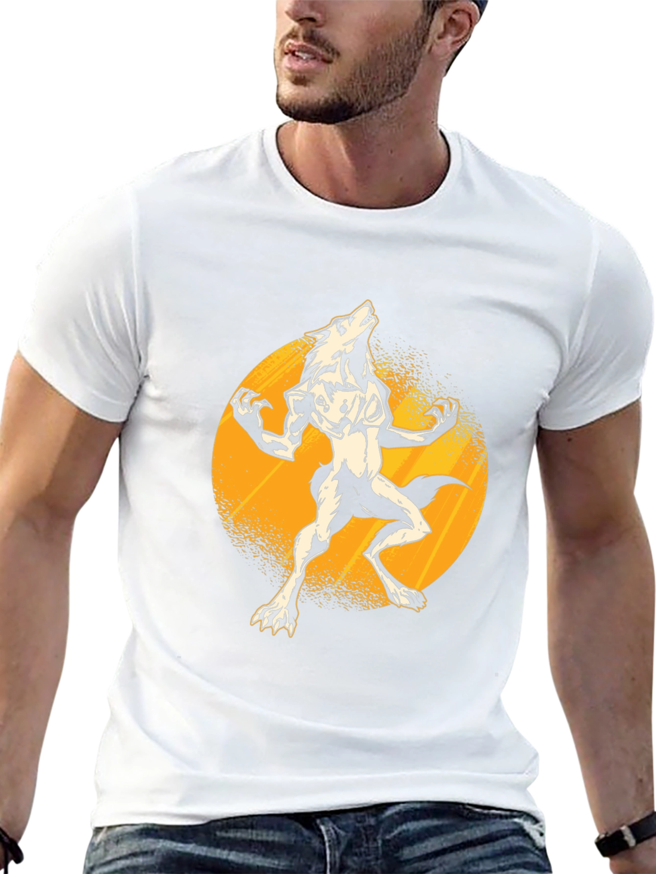 Werewolf Moon Graphic Tee - Black Cotton T-Shirt